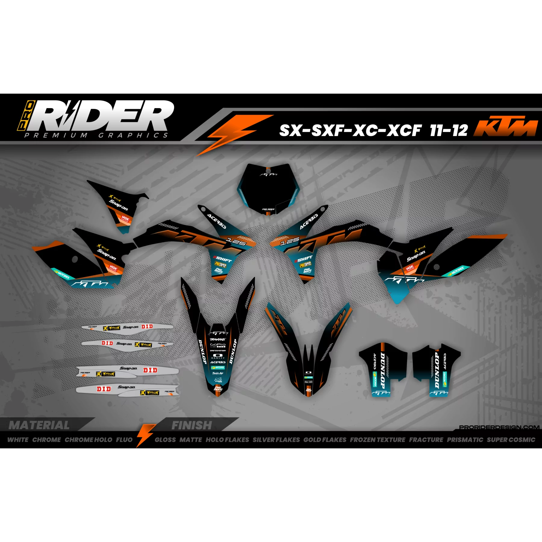 Kit adesivos Motocross KTM SX SXF EXC | Shadow Edition | Black orange dark teal - TODOS OS MODELOS KITS ADESIVOS KTM