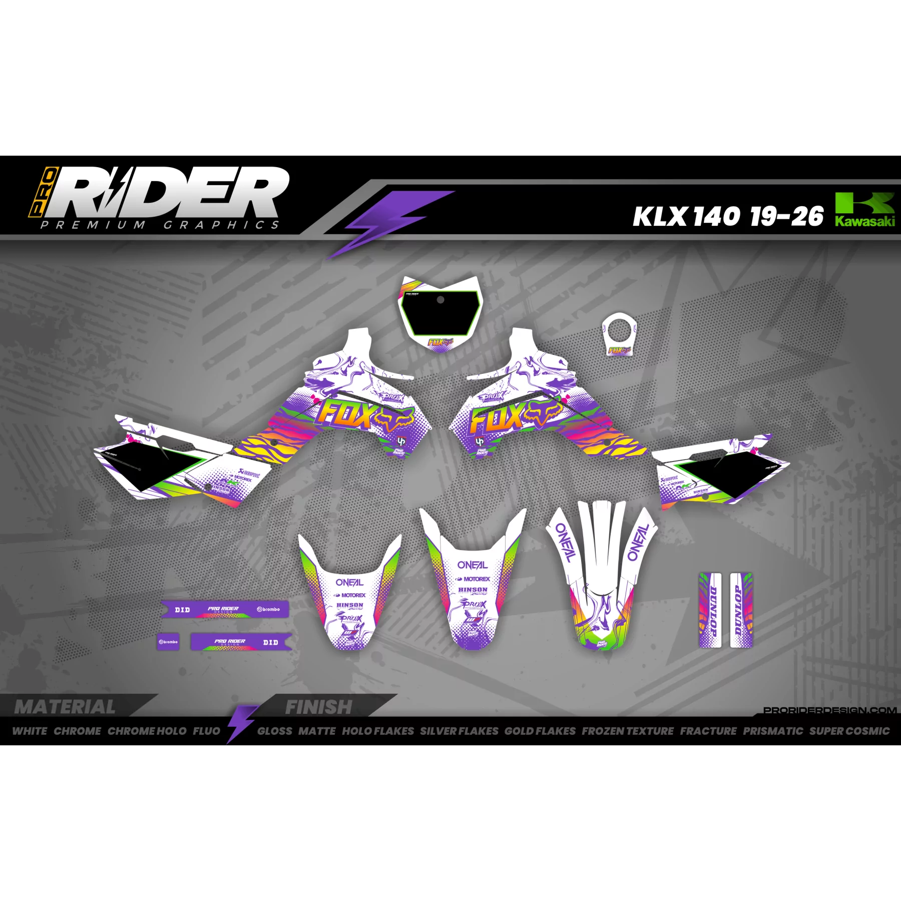 Kit adesivos personalizável - RAINBOW PURPLE - KIT ADESIVOS MOTOCROSS ENDURO