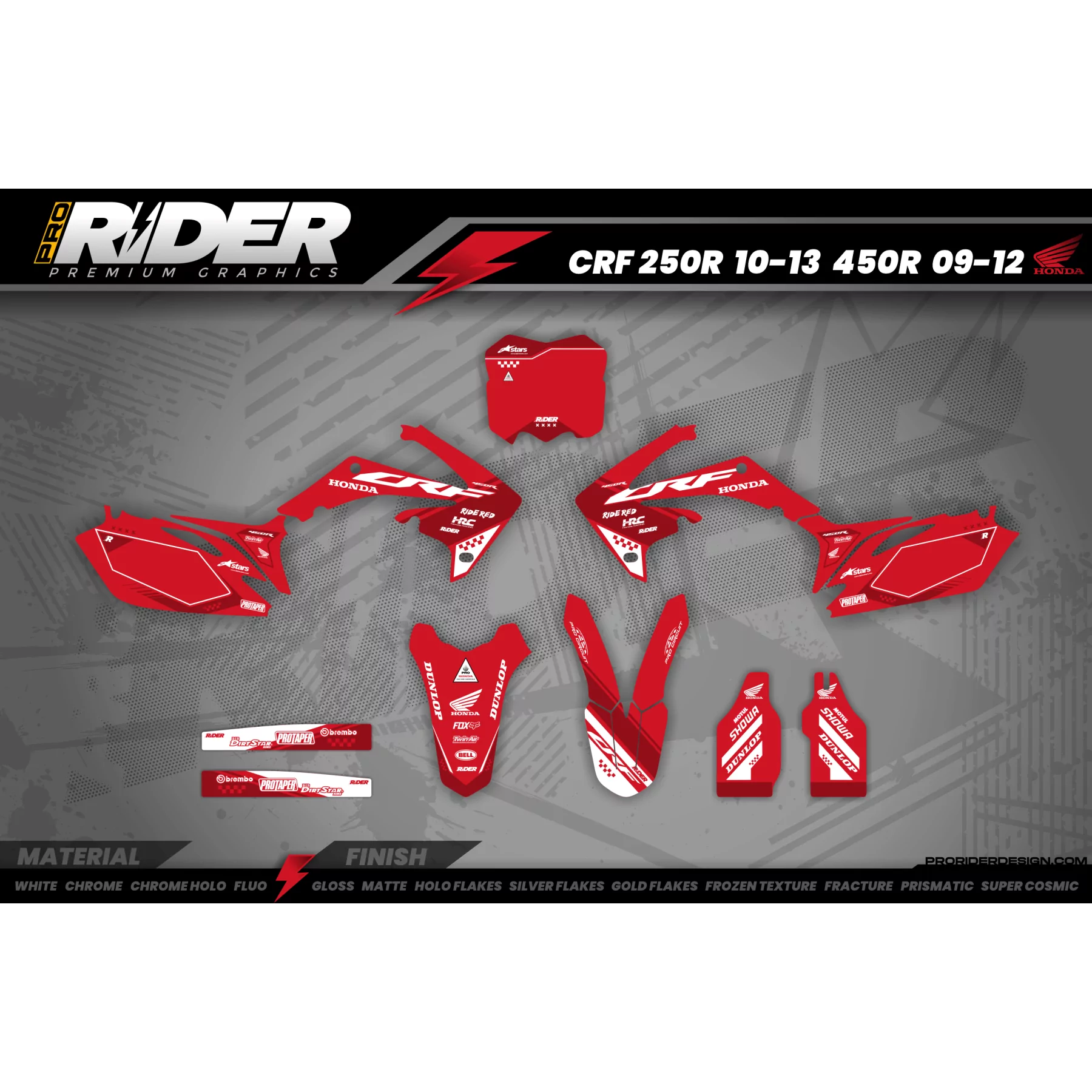 Kit adesivos MOTOCROSS HONDA RED PERFORMANCE - KIT ADESIVOS MOTO HONDA