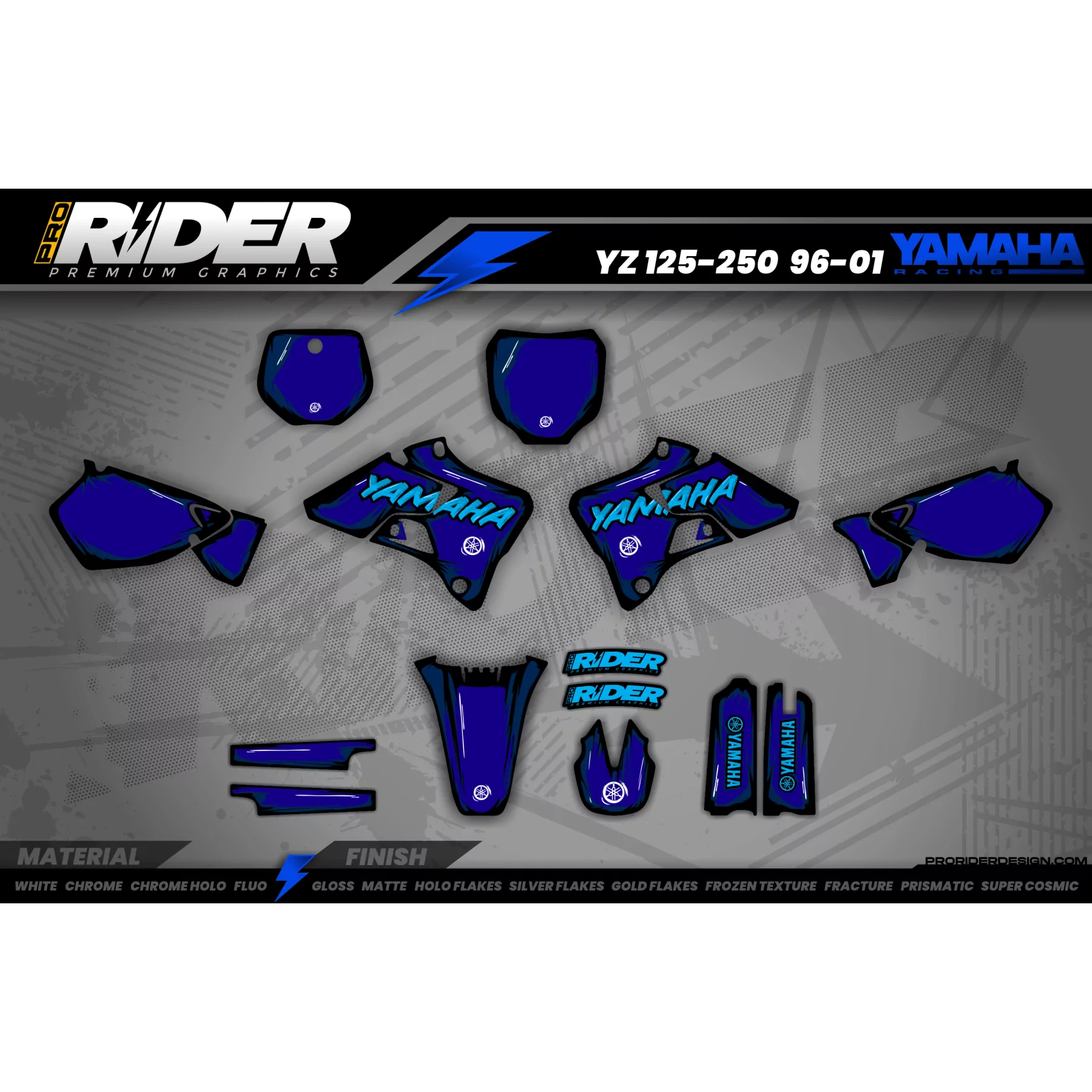 Kit adesivos Motocross YAMAHA CARTOON MANGA BRUSH BLACK/BLUE - KIT ADESIVOS MOTOCROSS / ENDURO YAMAHA
