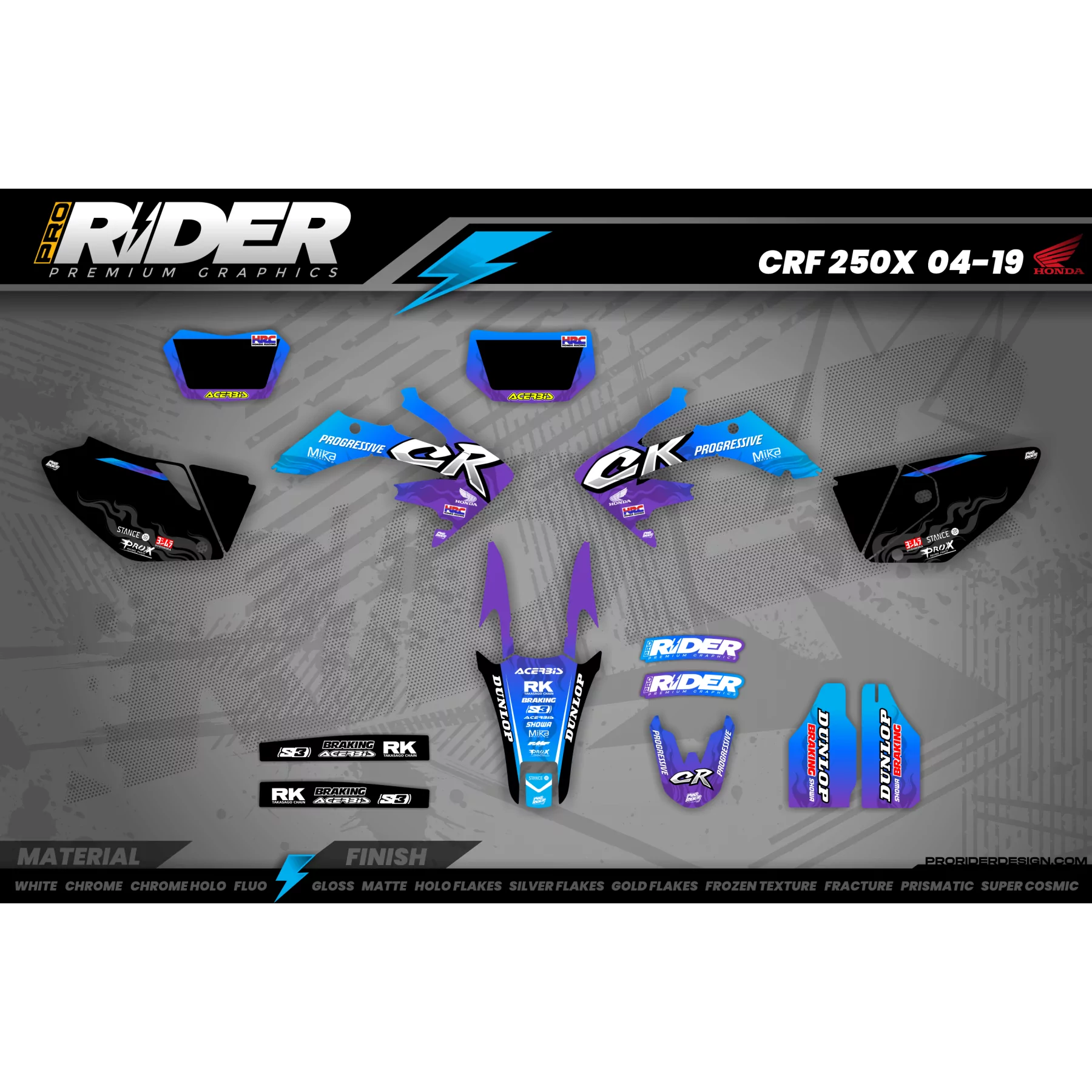 Kit adesivos Motocross HONDA PROGRESSIVE - KIT ADESIVOS MOTOCROSS ENDURO