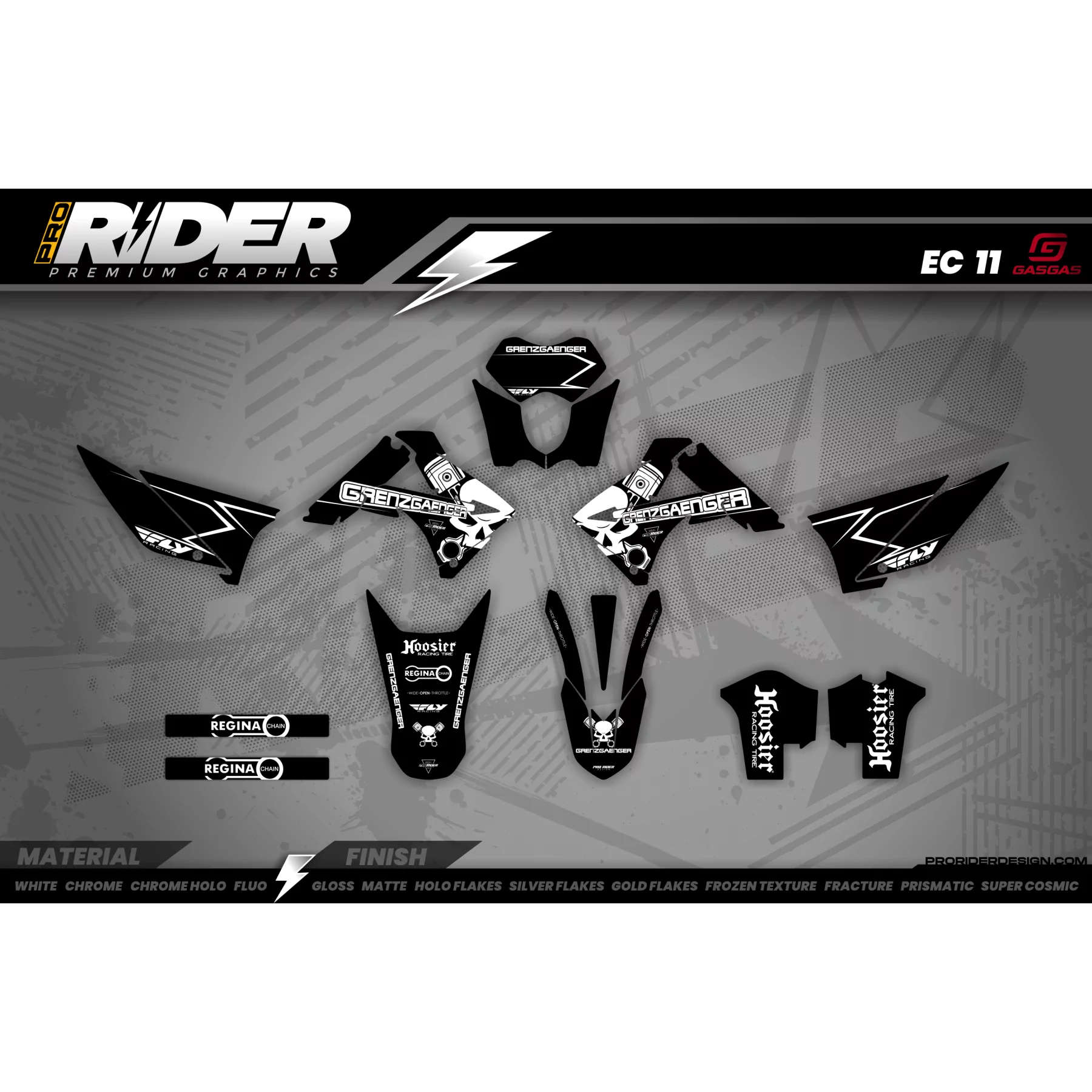 Kit adesivos Motocross PERSO GRENZGAENGER BLACK - KIT ADESIVOS MOTOCROSS ENDURO