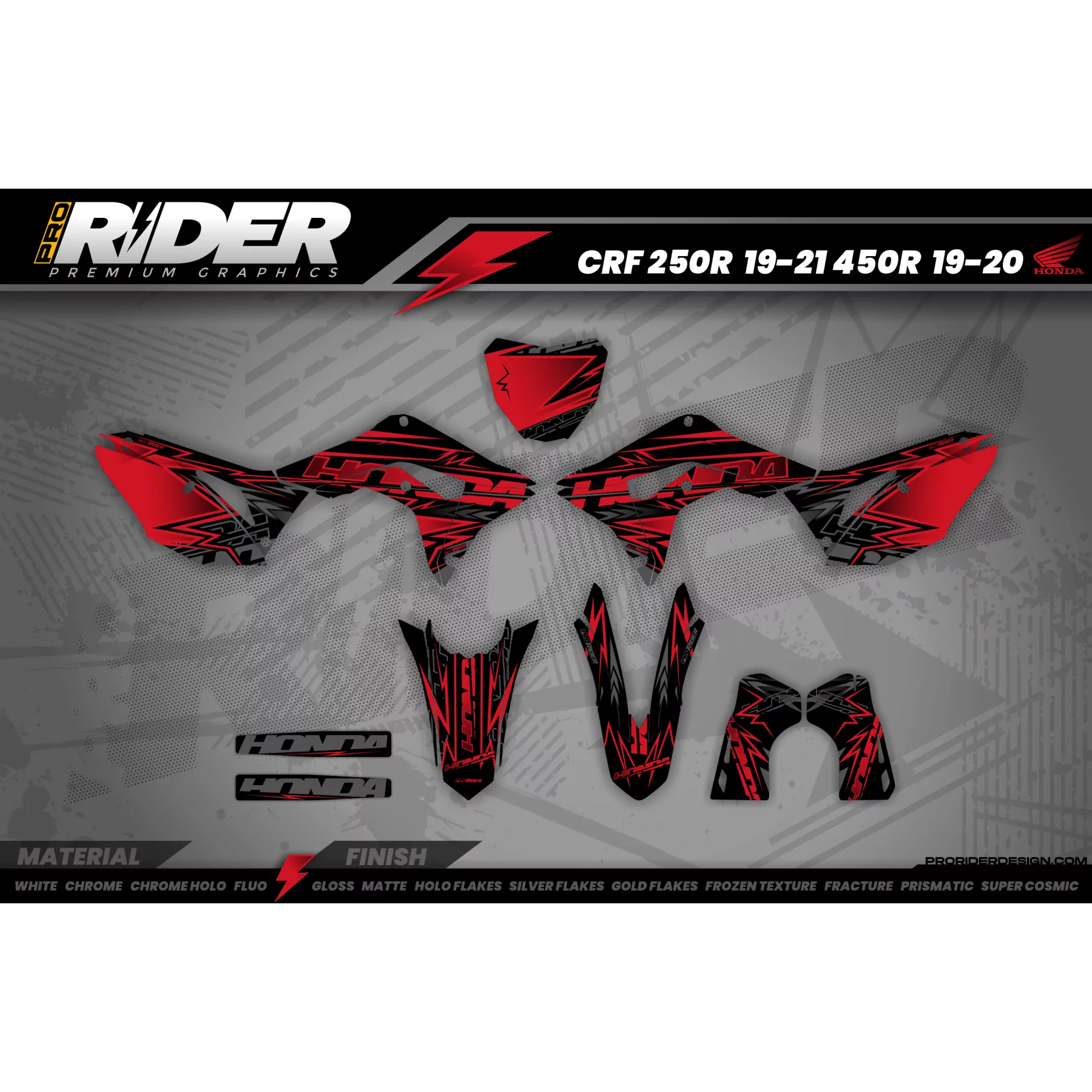 Kit adhesivos MOTOCROSS HONDA RED BOLD EFFECT  - KIT ADHESIVOS MOTO HONDA
