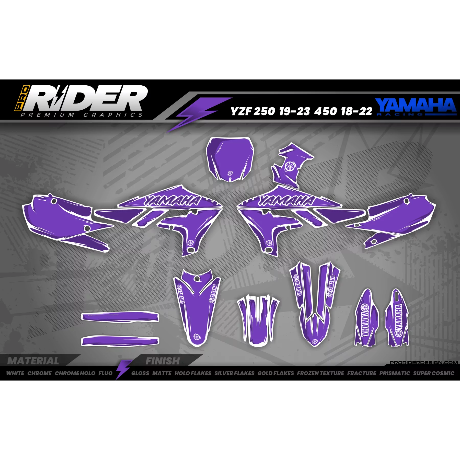 Kit adhesivos Motocross YAMAHA CARTOON MANGA BRUSH PURPLE/WHITE  - KIT ADHESIVOS MOTOCROSS / ENDURO YAMAHA
