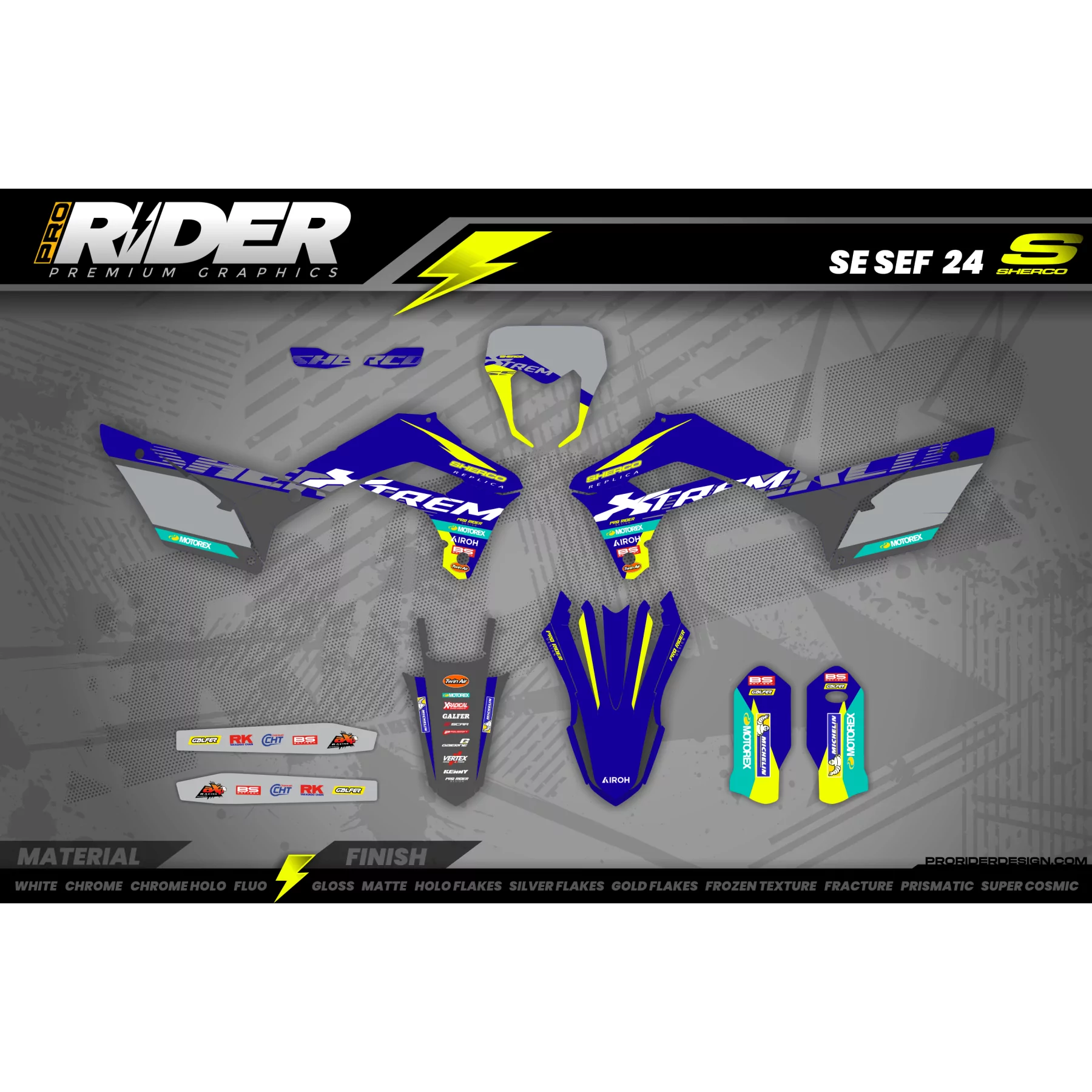Persoonlijk stickerset SHERCO ENDURO REPLICA ORIGINE XTREM 25 - OEM - SE / SE-R / SEF / SEF-R / SC / SCF 125-250-300-450