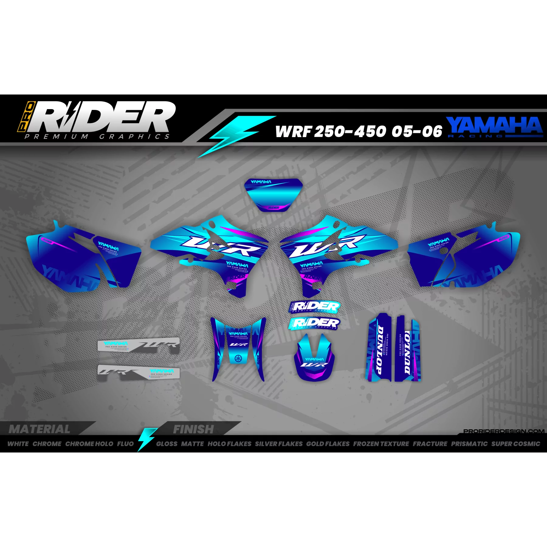 MOTOCROSS graphics YAMAHA BLUE BOLD - YAMAHA MOTORCYCLE graphics KIT