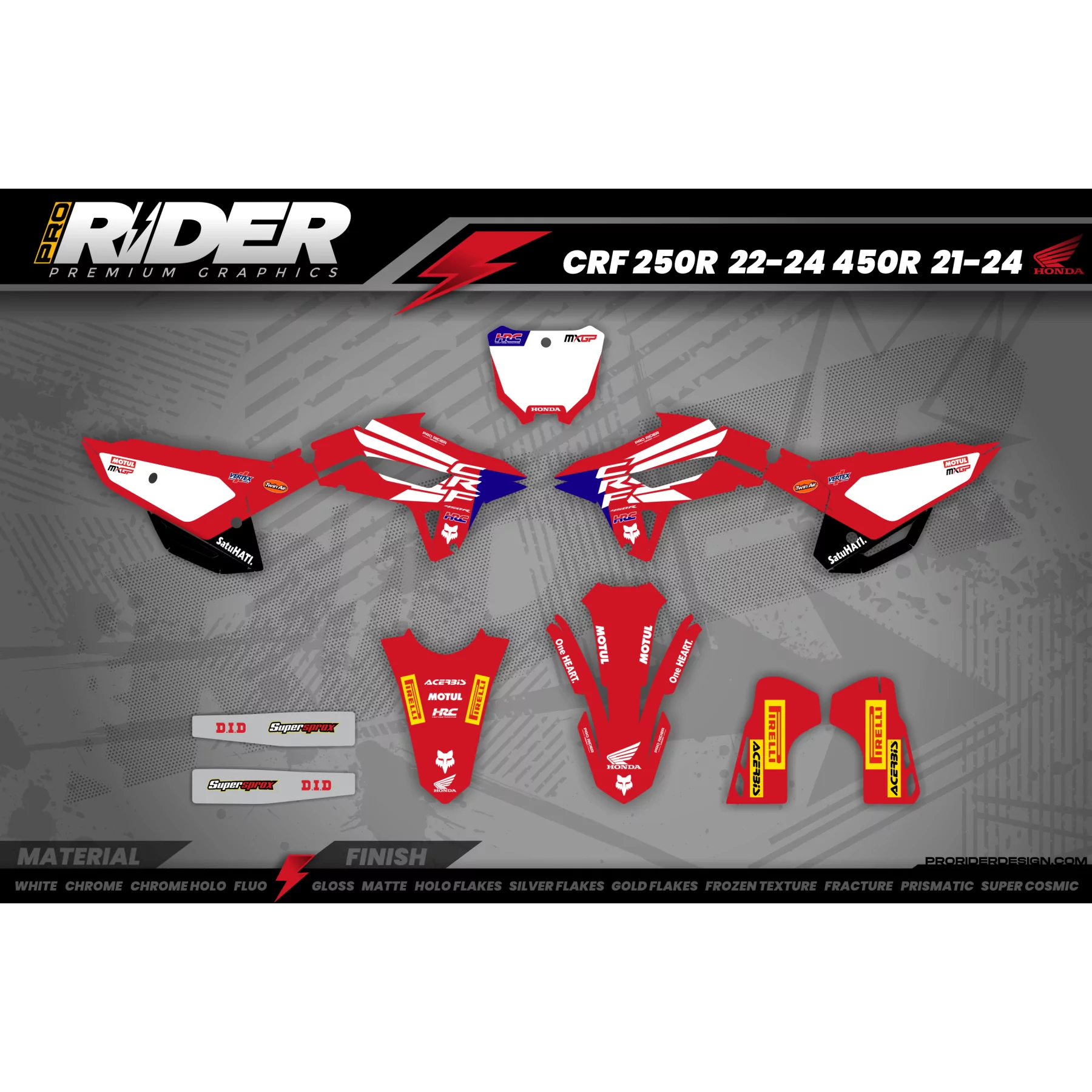 Kit adesivos Motocross HONDA | HRC RED WINGS - KIT ADESIVOS MOTOCROSS ENDURO