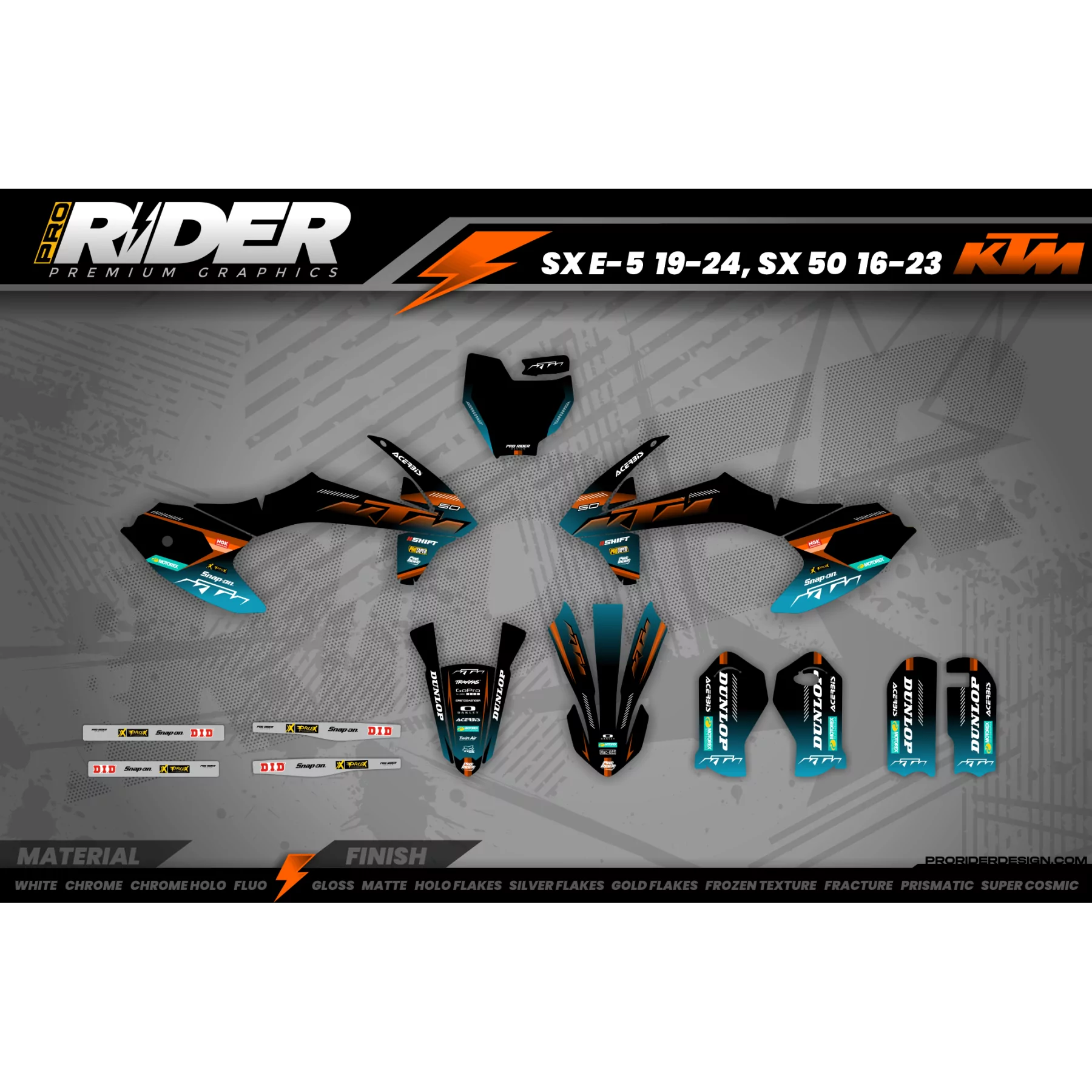 Kit adesivos Motocross KTM SX SXF EXC | Shadow Edition | Black orange dark teal - TODOS OS MODELOS KITS ADESIVOS KTM