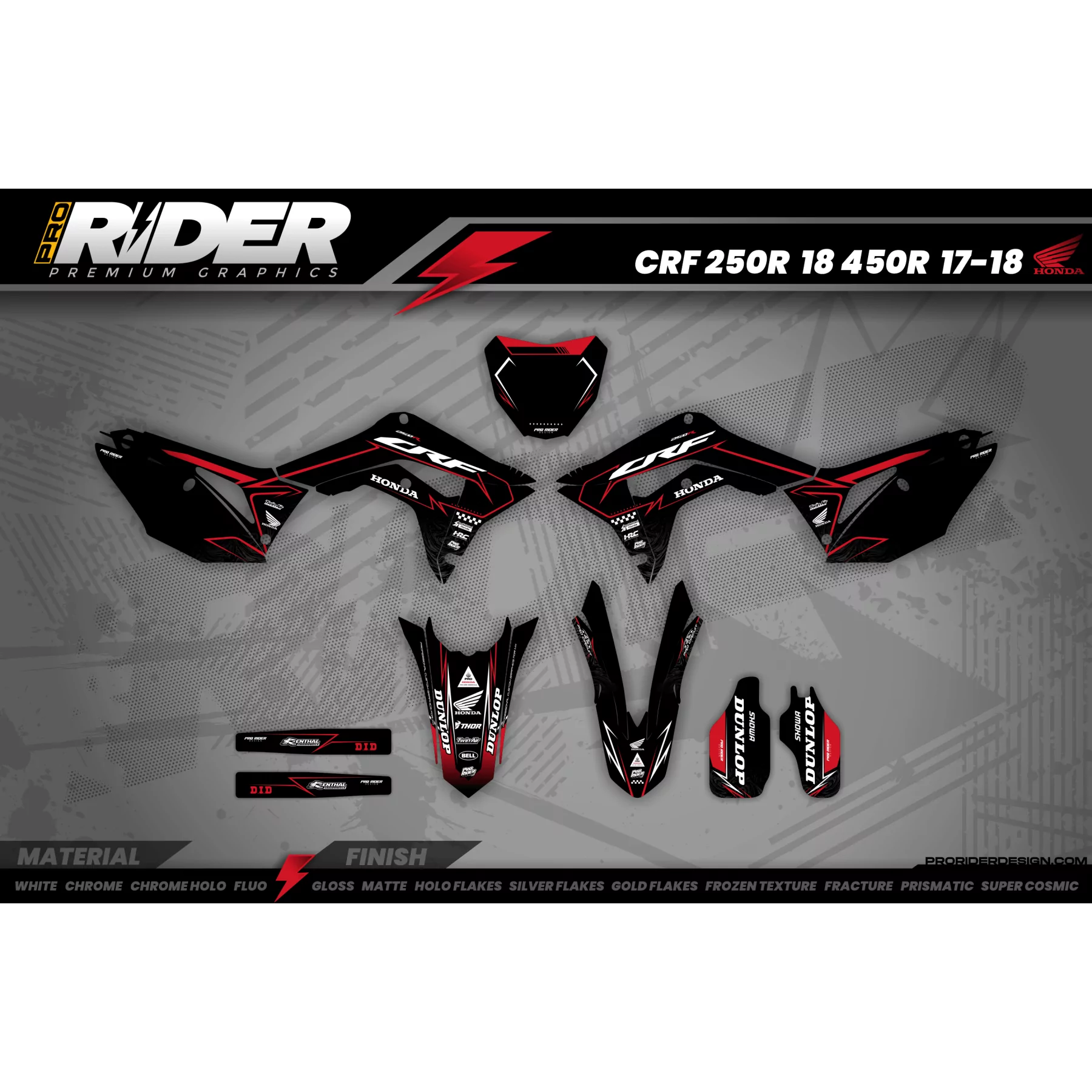 Kit adesivos Motocross HONDA SKYBOUND BLACK - KIT ADESIVOS MOTOCROSS ENDURO