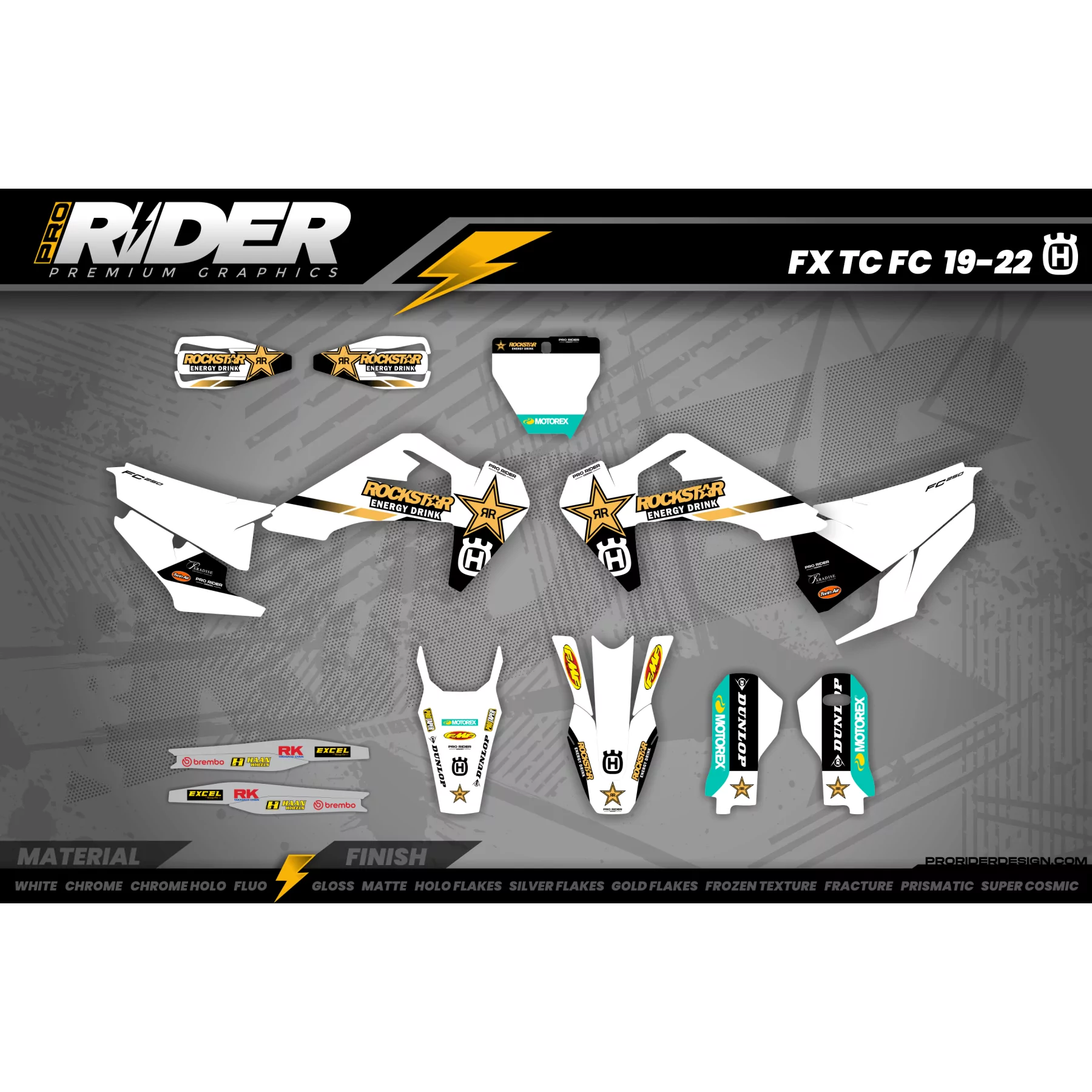 Stickerset Rockstar Husqvarna Factory Racing TC-FC-TE-FE - STICKERSET HUSQVARNA MOTOCROSS / ENDURO