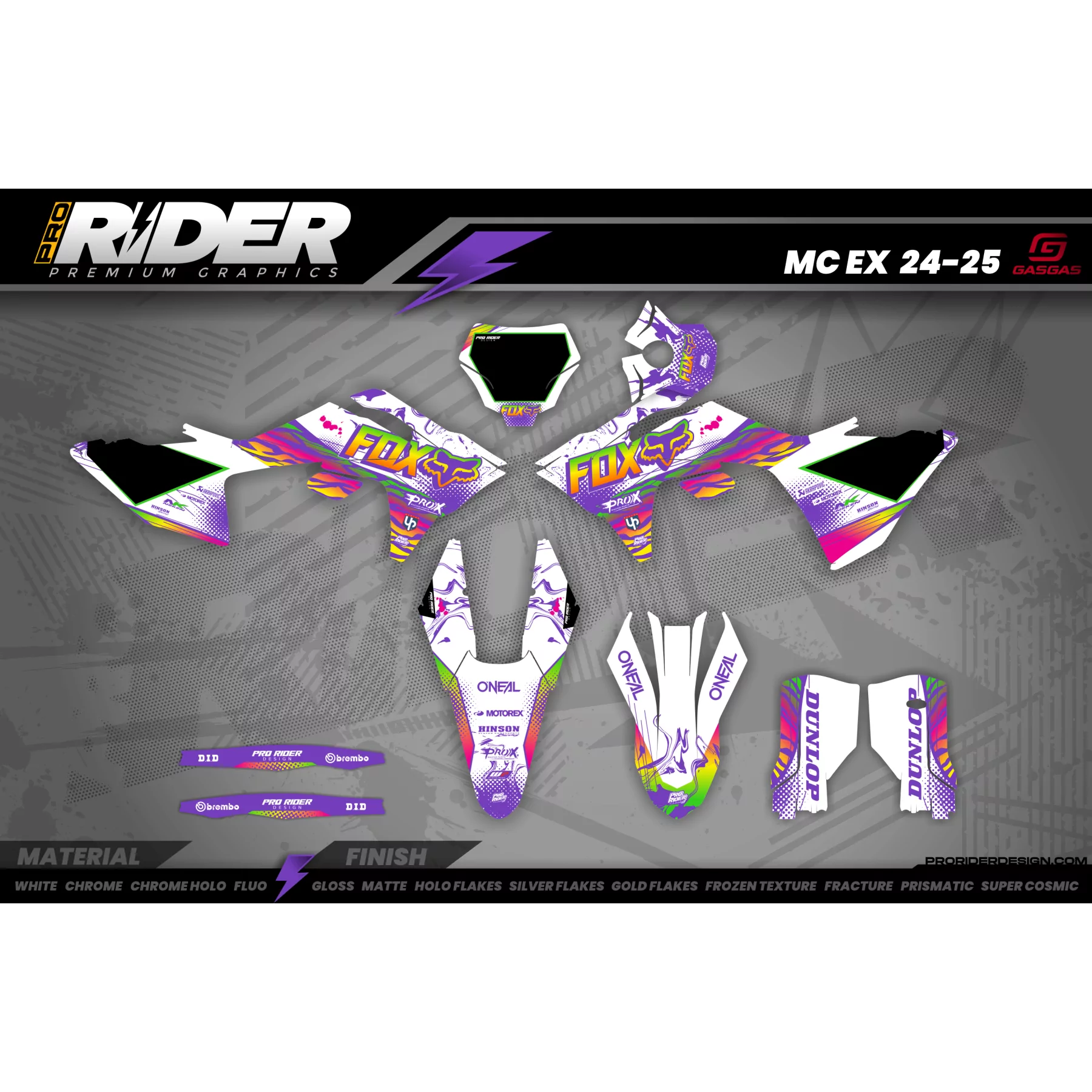Kit adesivos personalizável - RAINBOW PURPLE - KIT ADESIVOS MOTOCROSS ENDURO