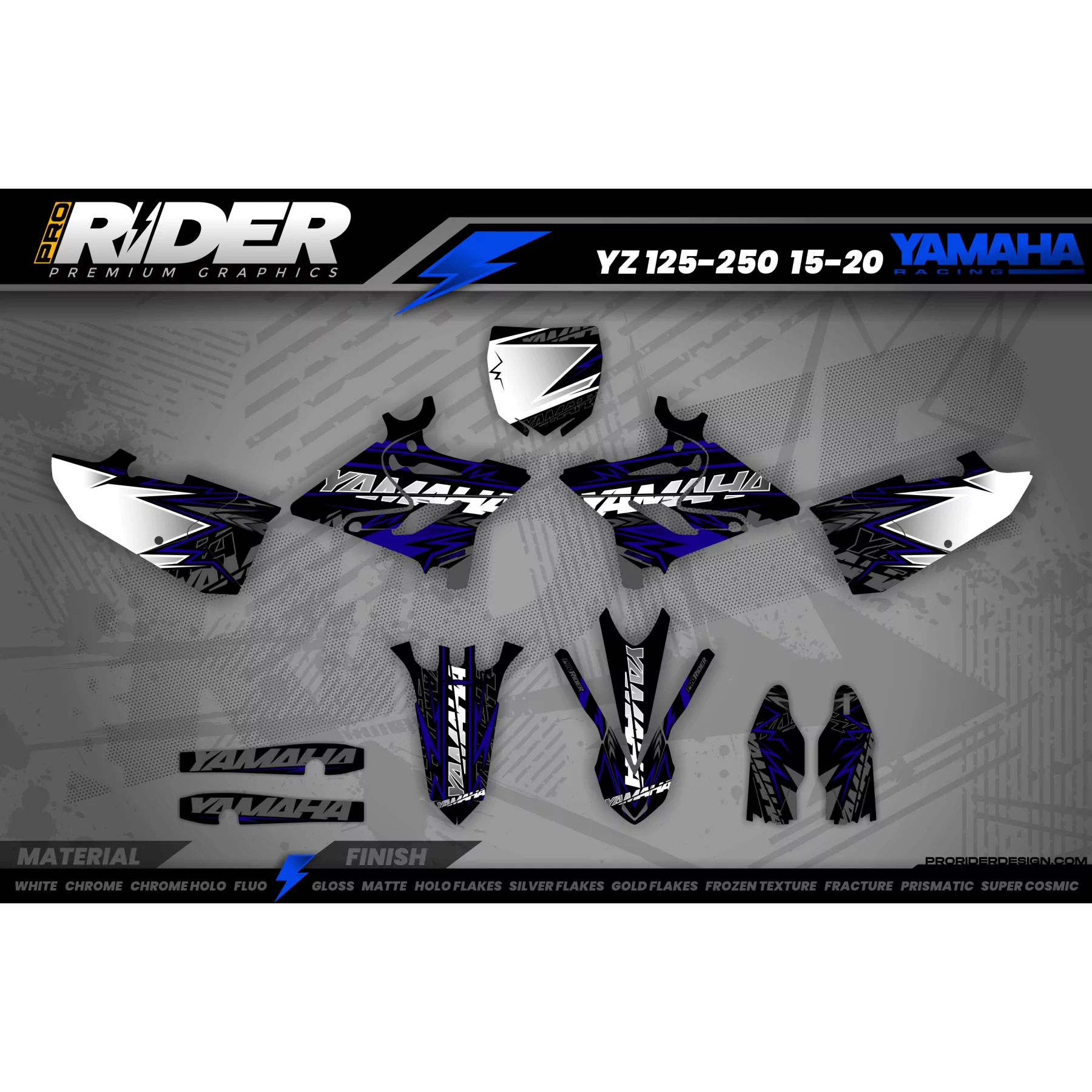 STICKERSET MOTOCROSS YAMAHA FORCE SILVER - Stickerset MOTO YAMAHA