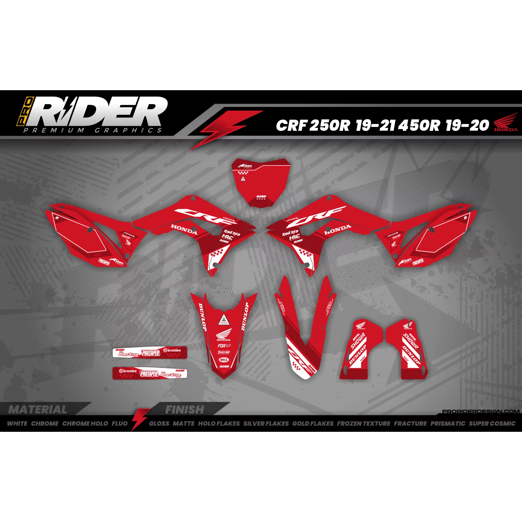 STICKERSET MOTOCROSS HONDA RED PERFORMANCE - STICKERSET MOTOR HONDA