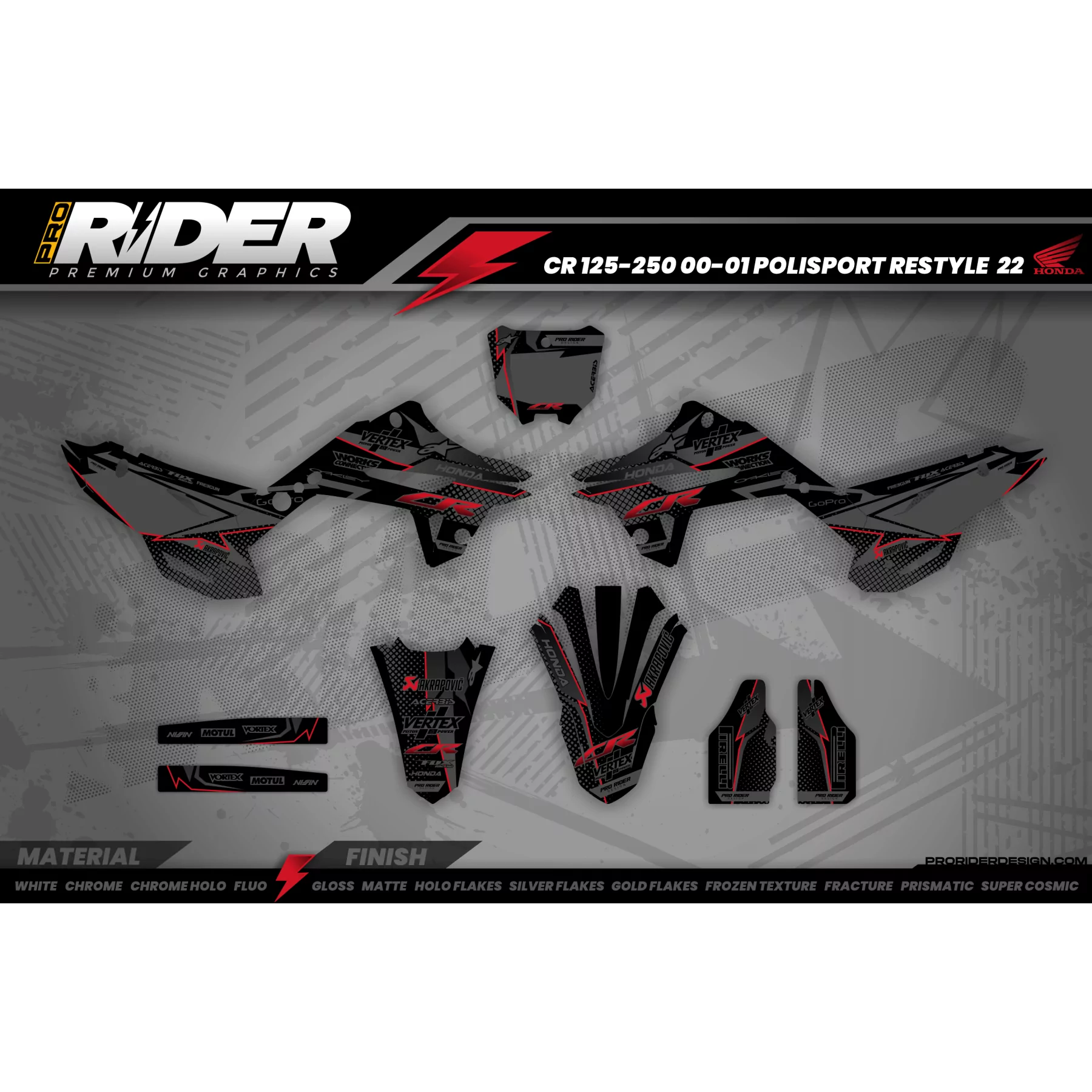 Kit adesivos Motocross HONDA VERTEX : Design de qualidade para o seu Motocross (REF:PRDA39A1) - KIT ADESIVOS MOTOCROSS ENDURO