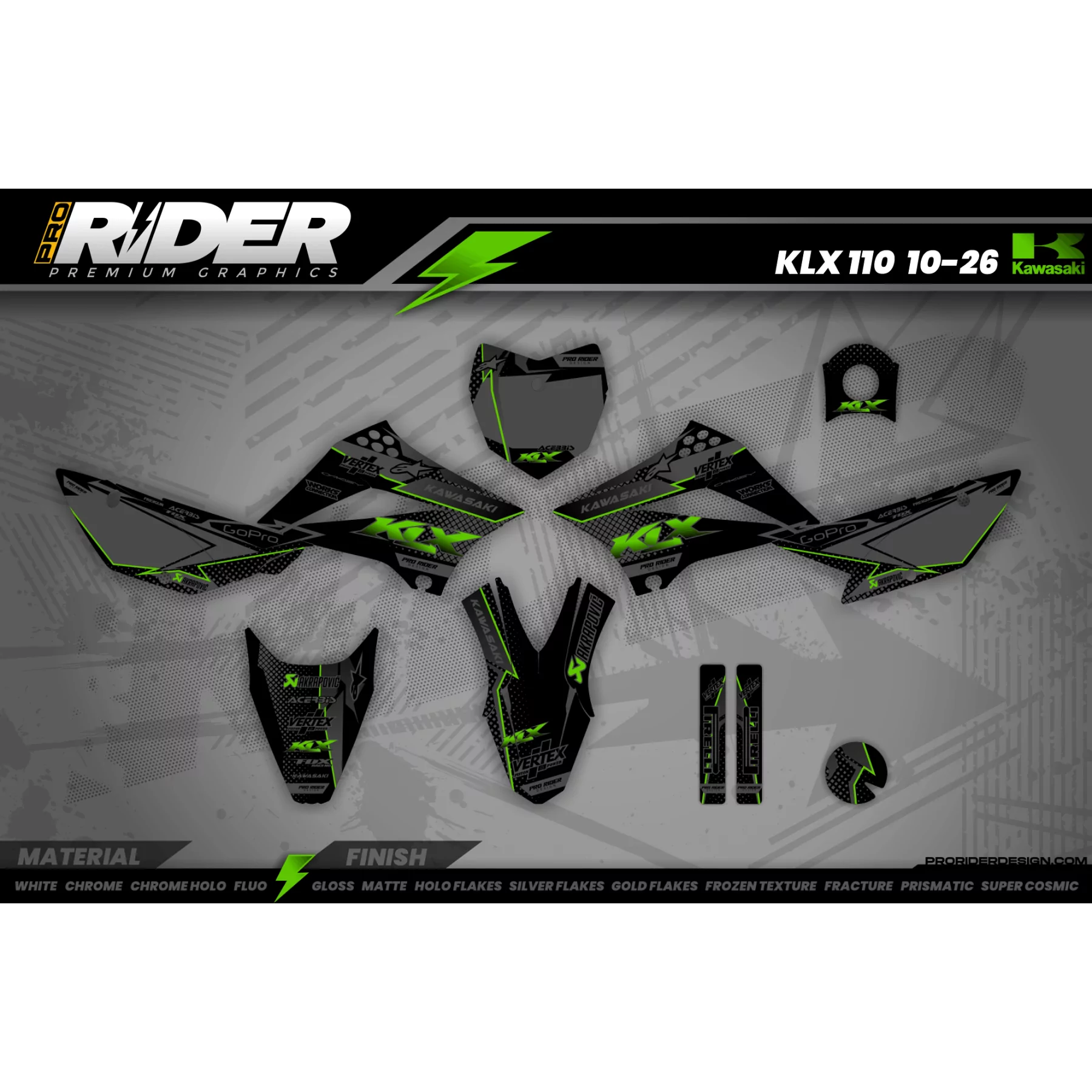 Kit adesivos Motocross KAWASAKI VERTEX (REF:PRDA39B1) - KIT ADESIVOS MOTOCROSS KAWASAKI