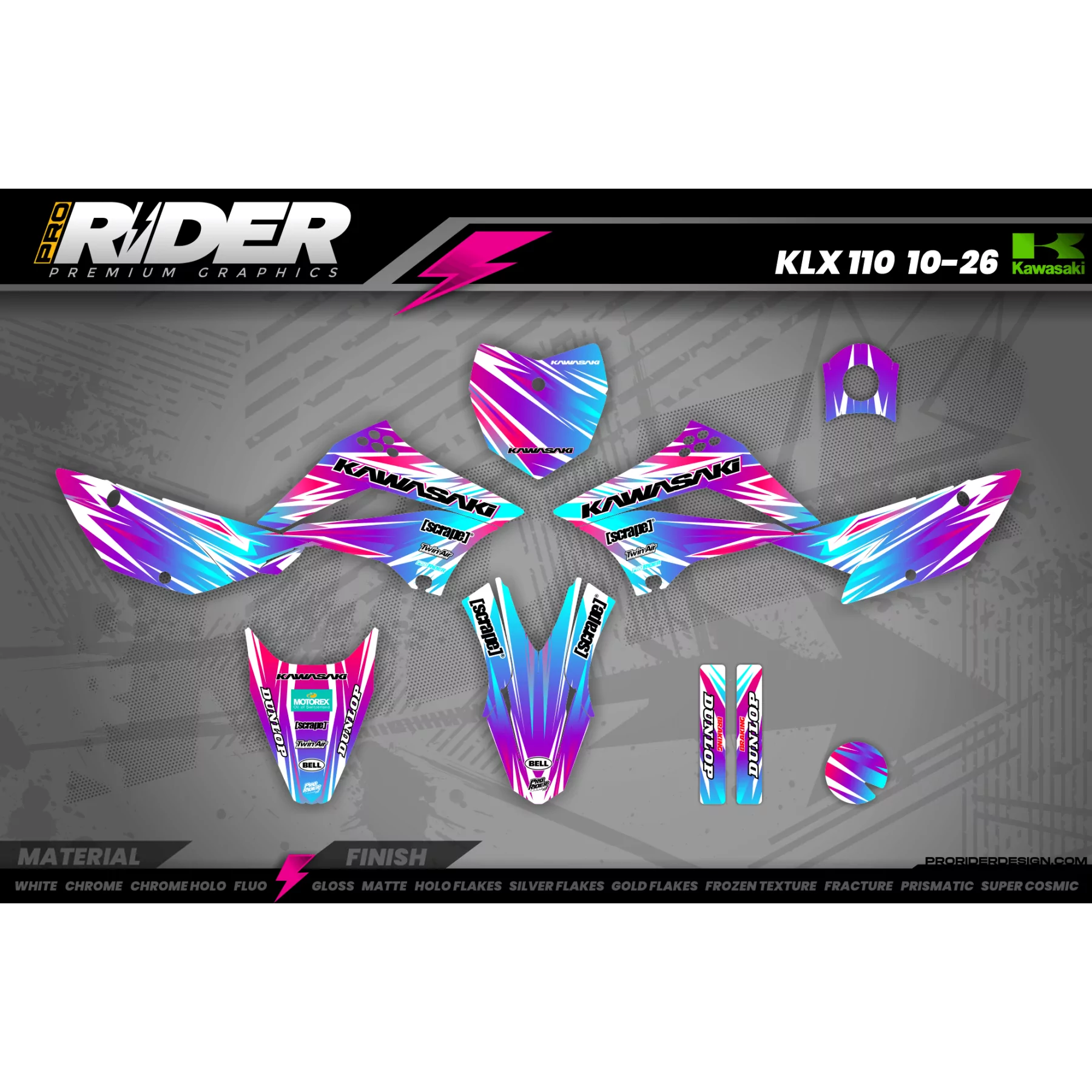 STICKERSET MOTOCROSS KAWASAKI SAVAGE - STICKERSET MOTO KAWASAKI