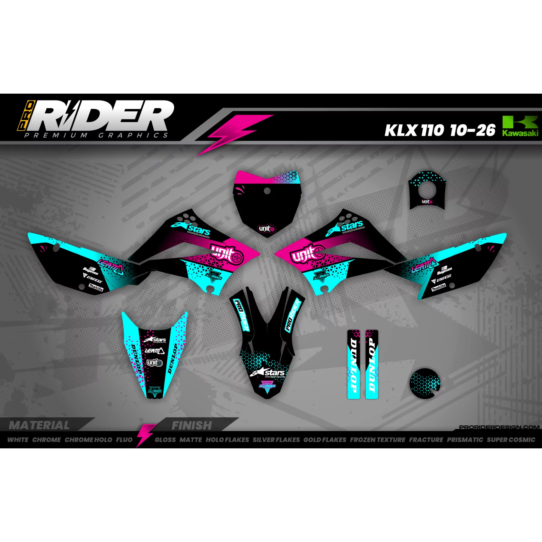 Kit adesivos Motocross PERSO UNIT BLACK - KIT ADESIVOS MOTOCROSS ENDURO