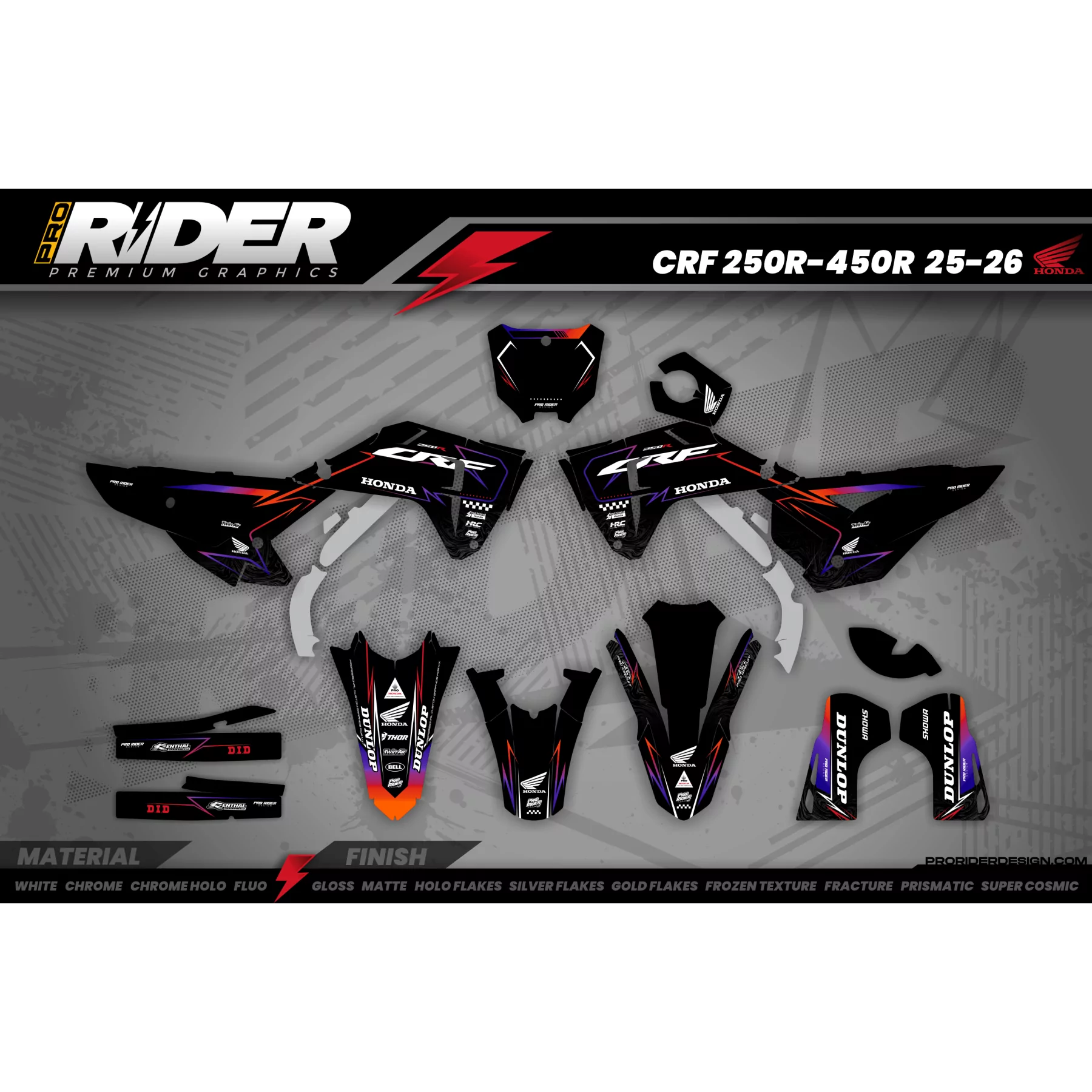 Custom Motocross graphics kit HONDA YUGEN PURP - MOTOCROSS ENDURO GRAPHICS