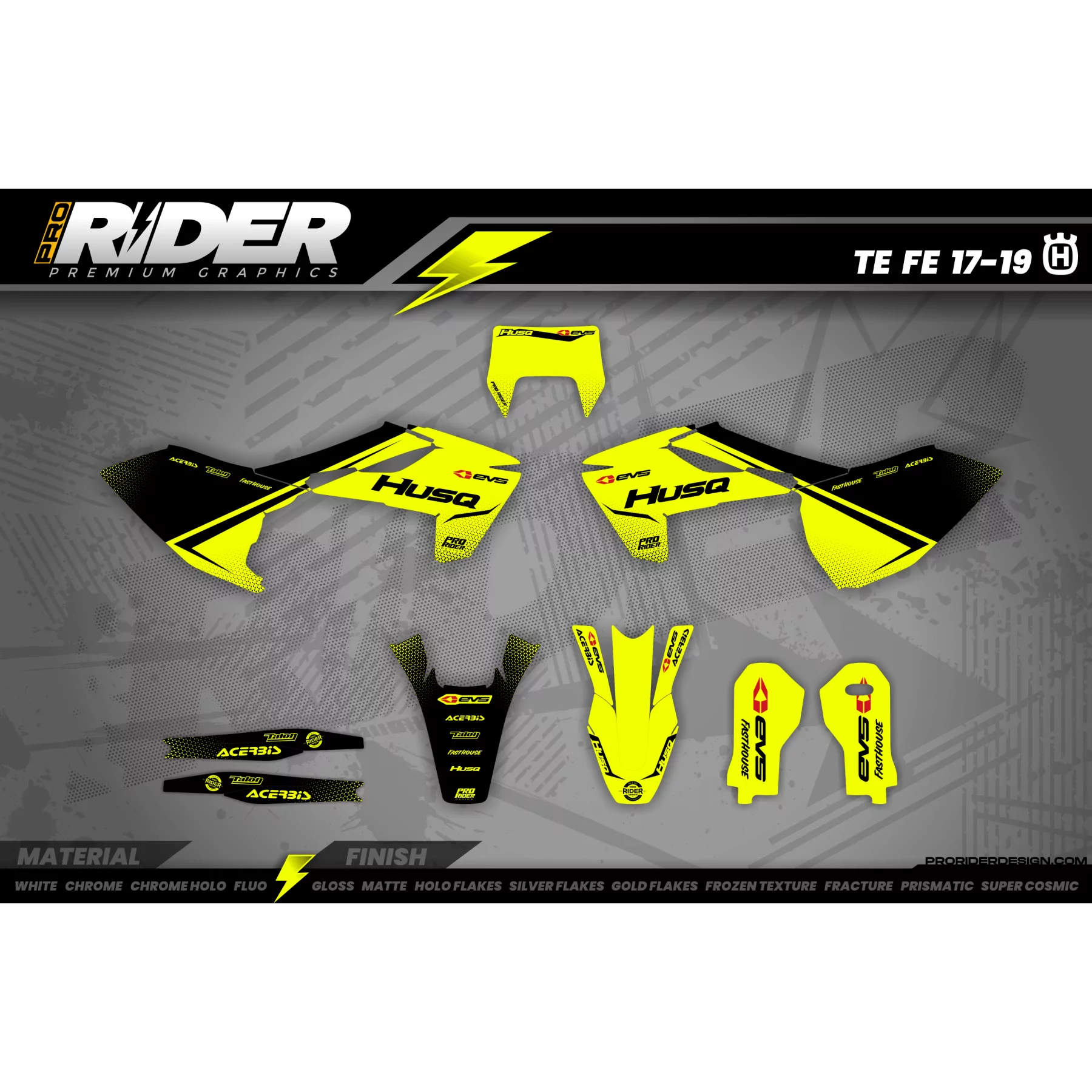 Stickerset Motocross FLUO PERSO HUSQ EVS - STICKERSET HUSQVARNA MOTOCROSS / ENDURO