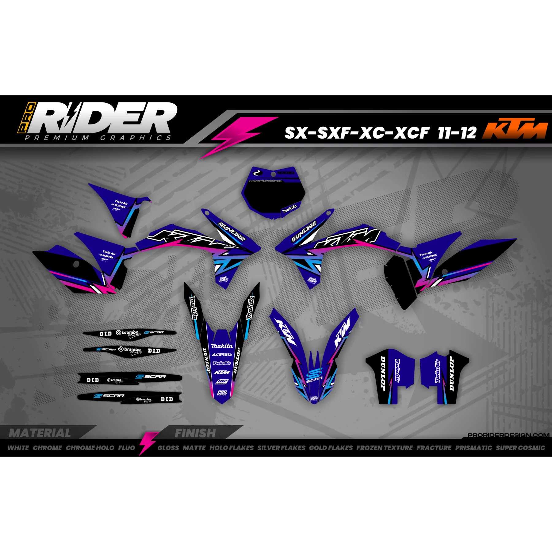 Kit adesivos Motocross para KTM PERSO TRASH BLUE GRADIENT - TODOS OS MODELOS KITS ADESIVOS KTM