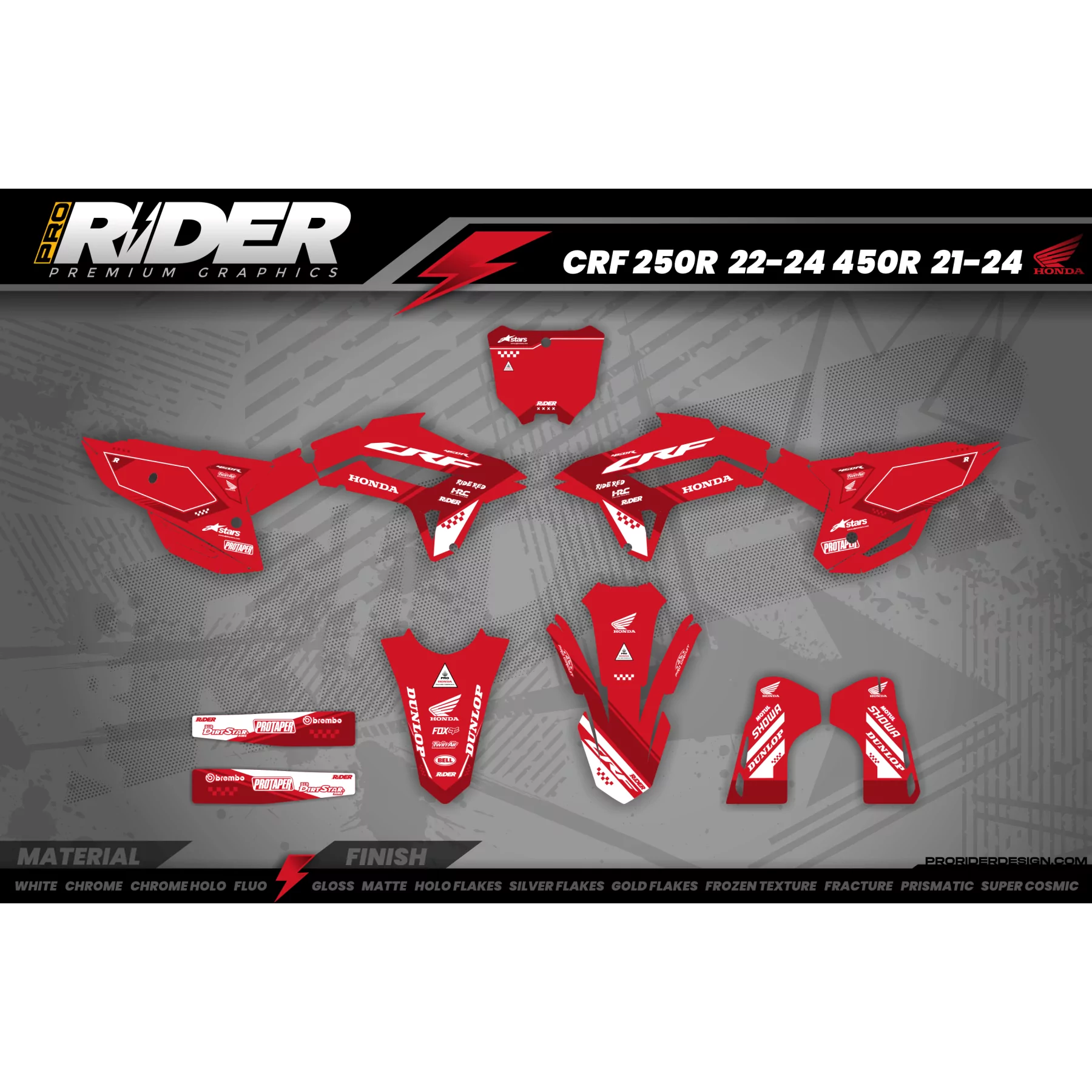 Kit adesivos MOTOCROSS HONDA RED PERFORMANCE - KIT ADESIVOS MOTO HONDA