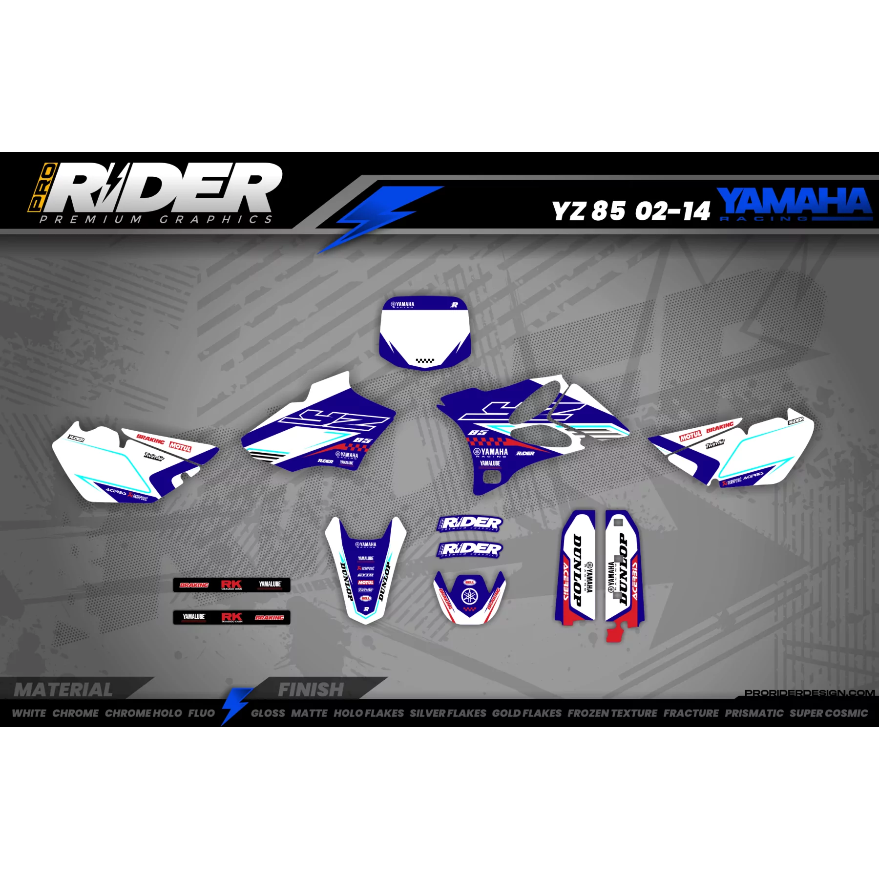 KIT DÉCO MOTOCROSS YAMAHA KINETIC BLAUW - Stickerset MOTO YAMAHA