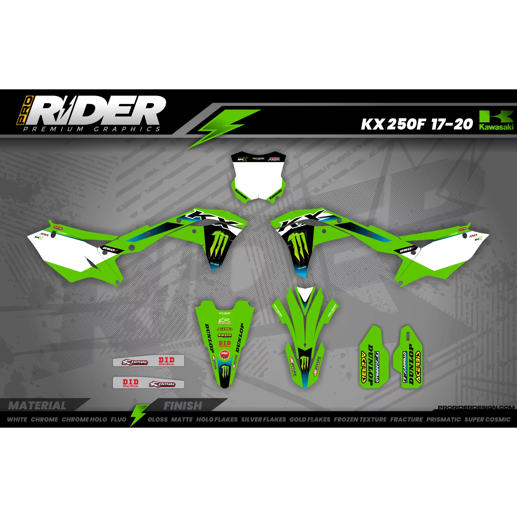 Dekor-Kit Motocross Kawasaki JASON ANDERSON REPLICA - MOTOCROSS DEKOR KAWASAKI