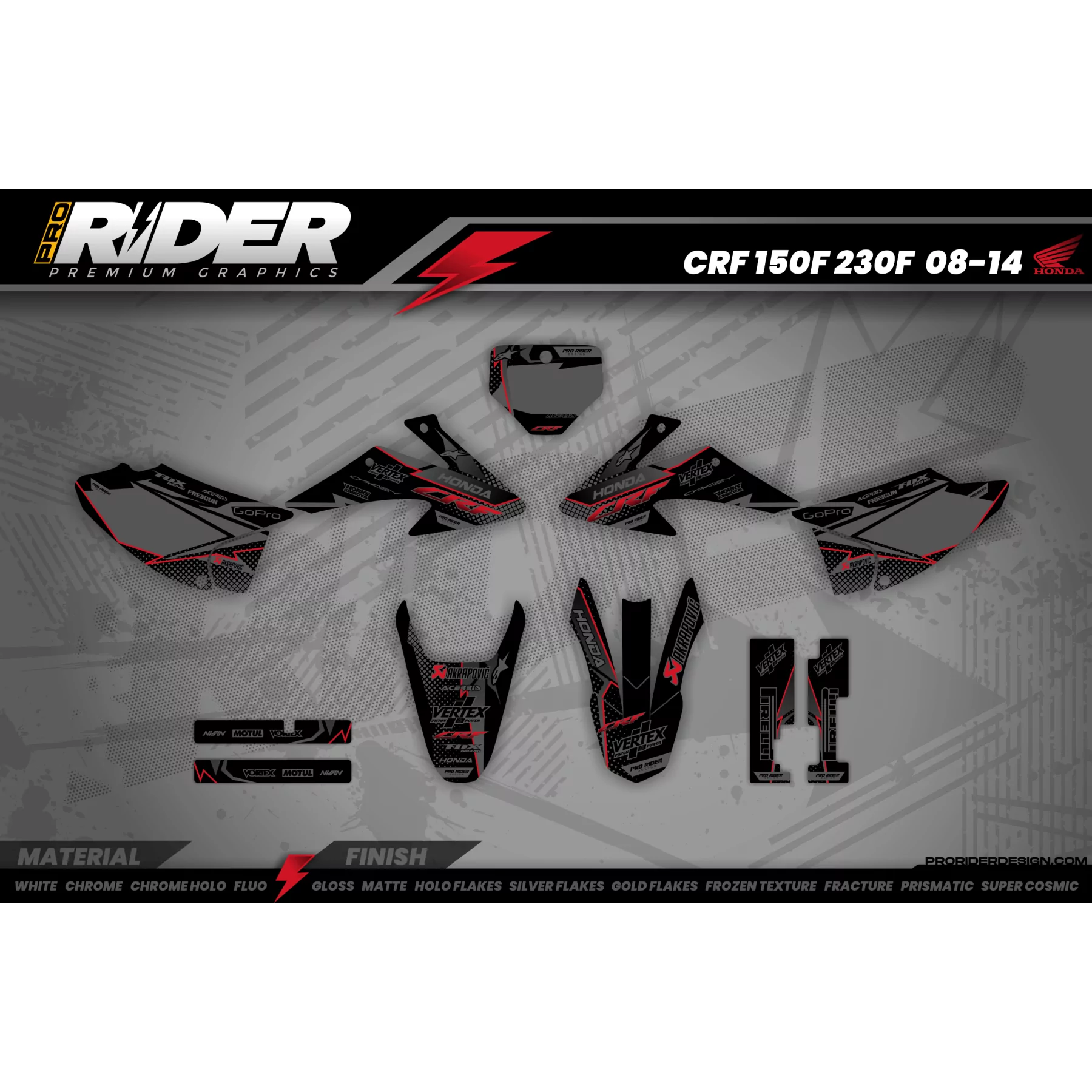 Kit adesivos Motocross HONDA VERTEX : Design de qualidade para o seu Motocross (REF:PRDA39A1) - KIT ADESIVOS MOTOCROSS ENDURO