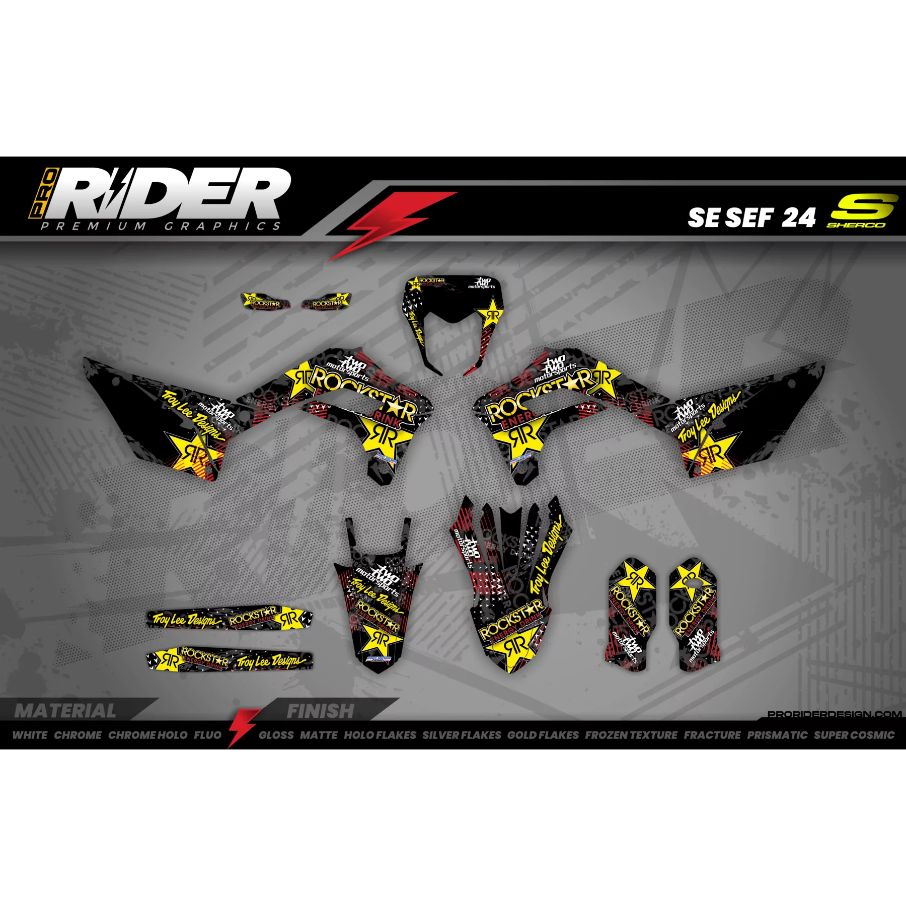 Kit adesivos MOTOCROSS PERSO ROCKSTAR ENERGY vermelho (ref:prda16a) - KIT ADESIVOS MOTOCROSS ENDURO