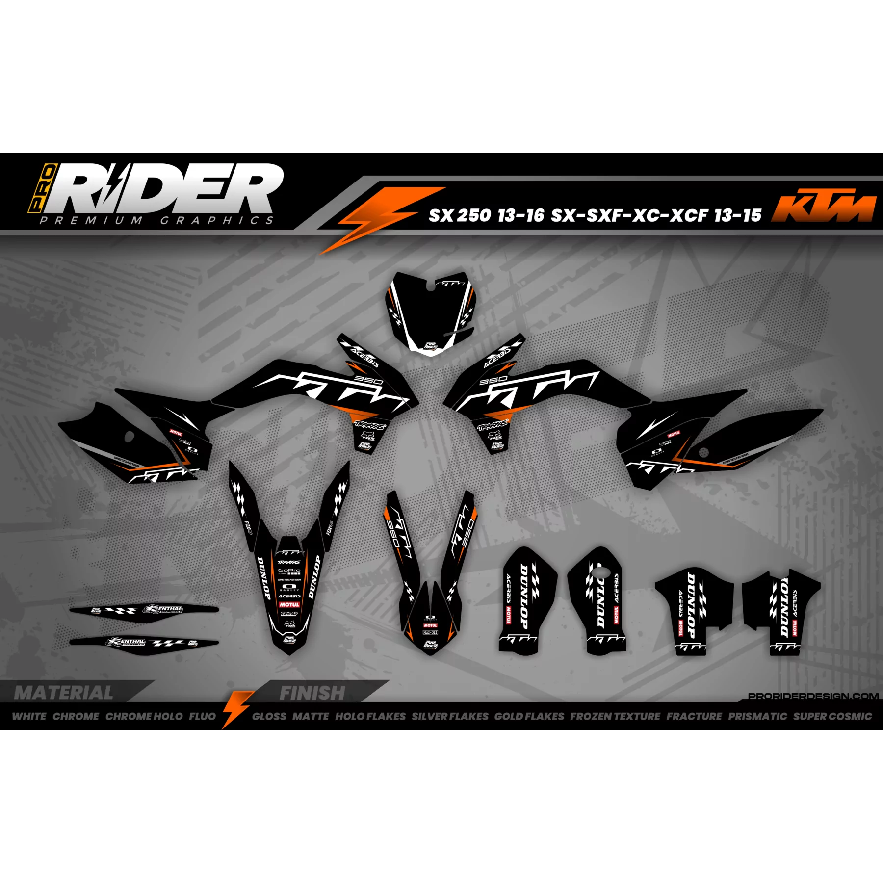 Kit déco Motocross KTM SX SXF EXC | ProLine Black/orange - KIT DECO...
