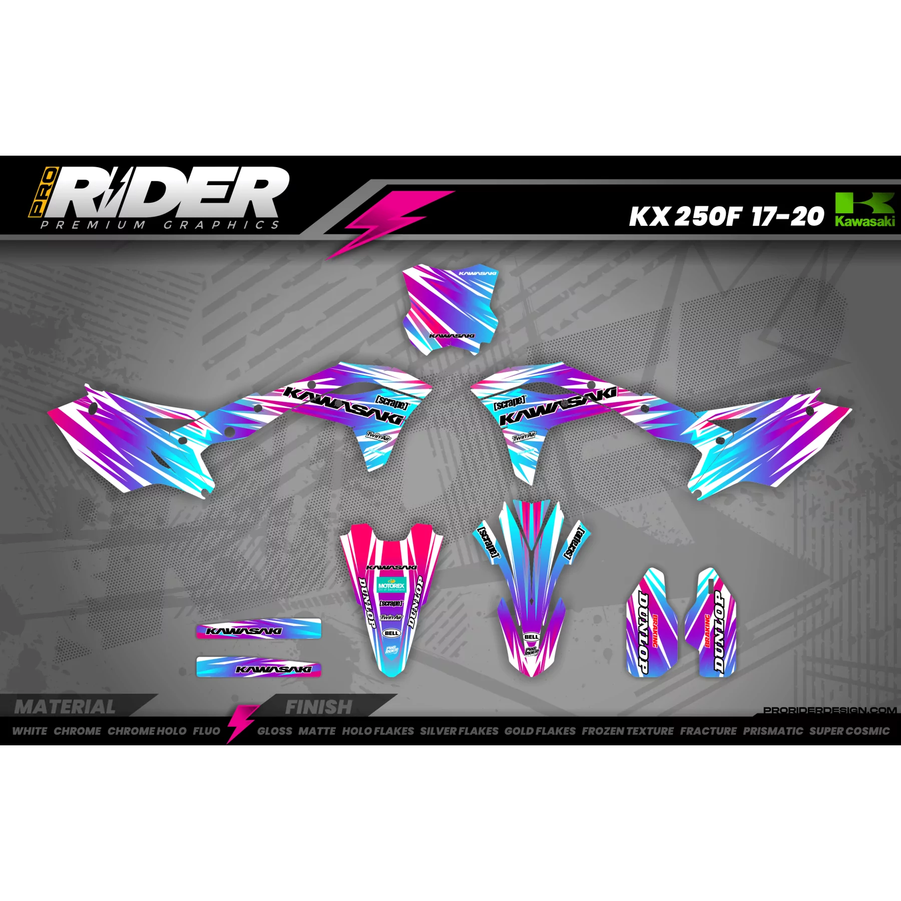 STICKERSET MOTOCROSS KAWASAKI SAVAGE - STICKERSET MOTO KAWASAKI