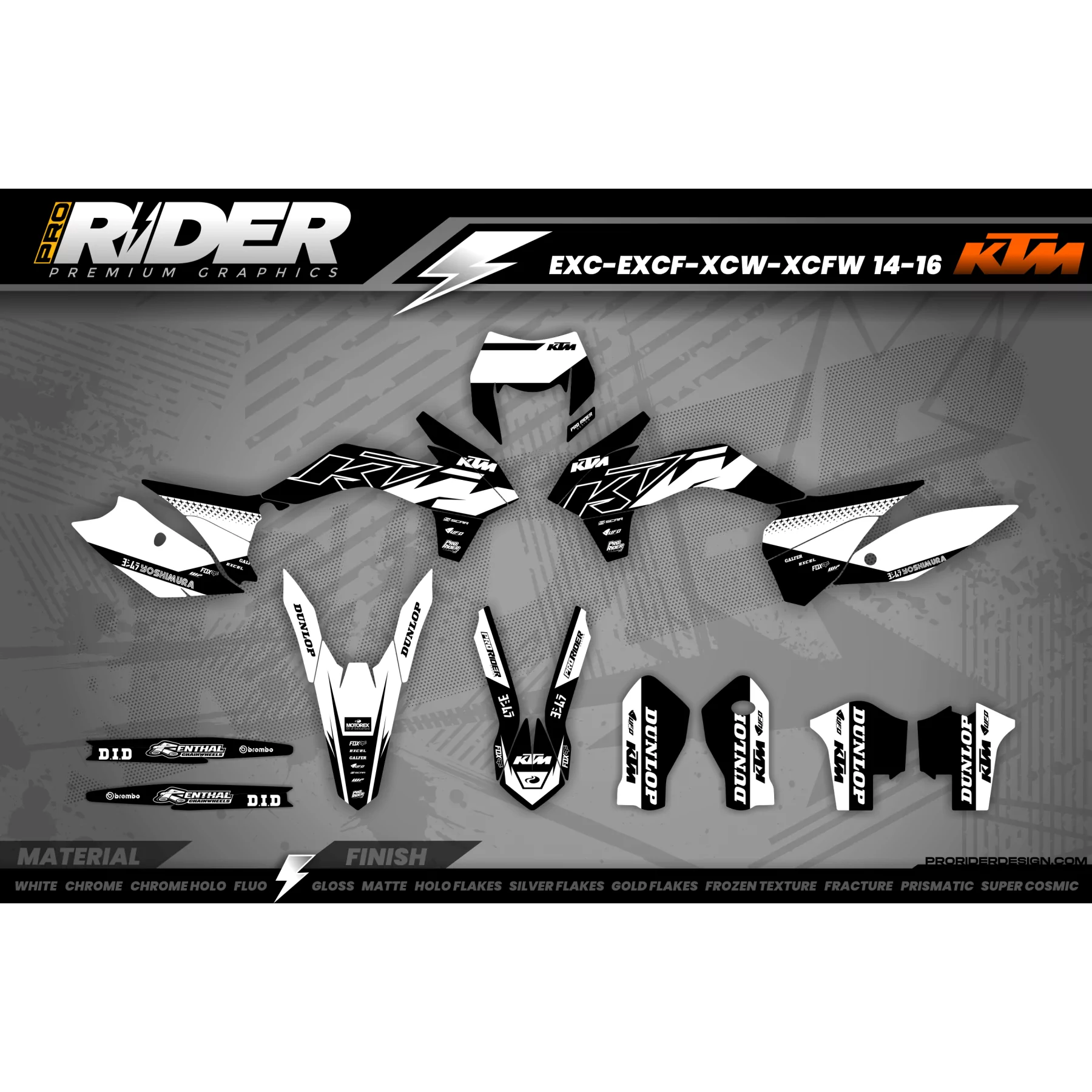 Kit adesivos Motocross KTM perso - BLACK VORTEX - TODOS OS MODELOS KITS ADESIVOS KTM