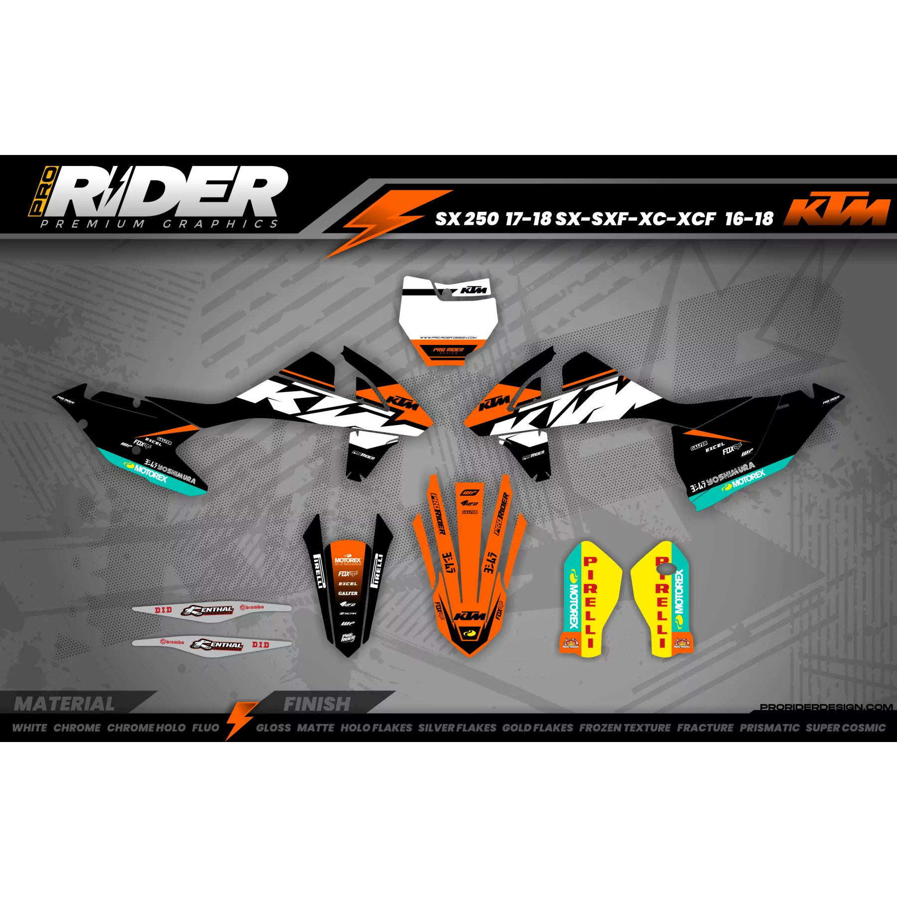 Kit adesivos Motocross KTM SX SXF EXC - BLACK HEADWIND - TODOS OS MODELOS KITS ADESIVOS KTM