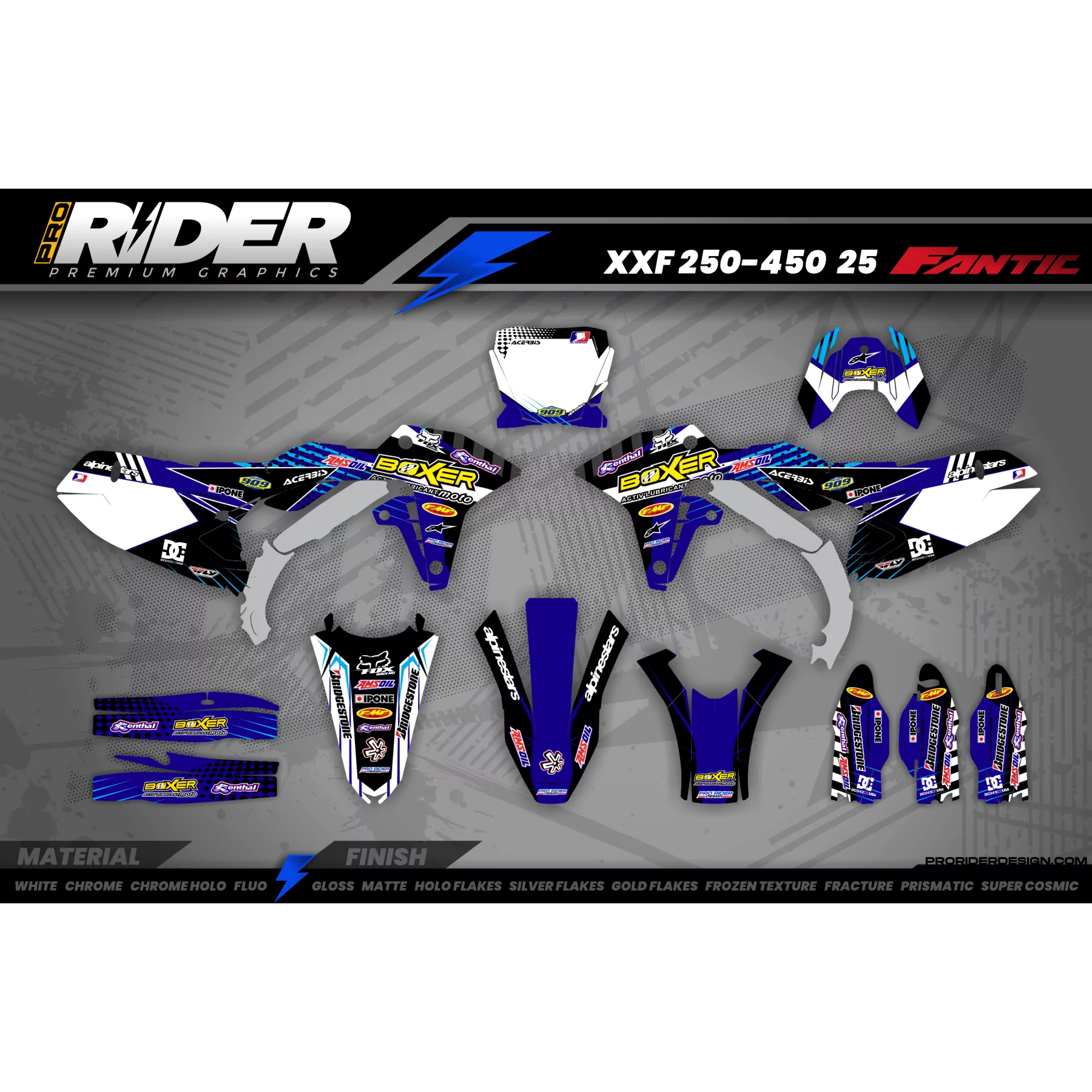 KIT ADESIVOS MOTOCROSS PERSO BOXER azul (ref:prda1e) - KIT ADESIVOS MOTOCROSS ENDURO