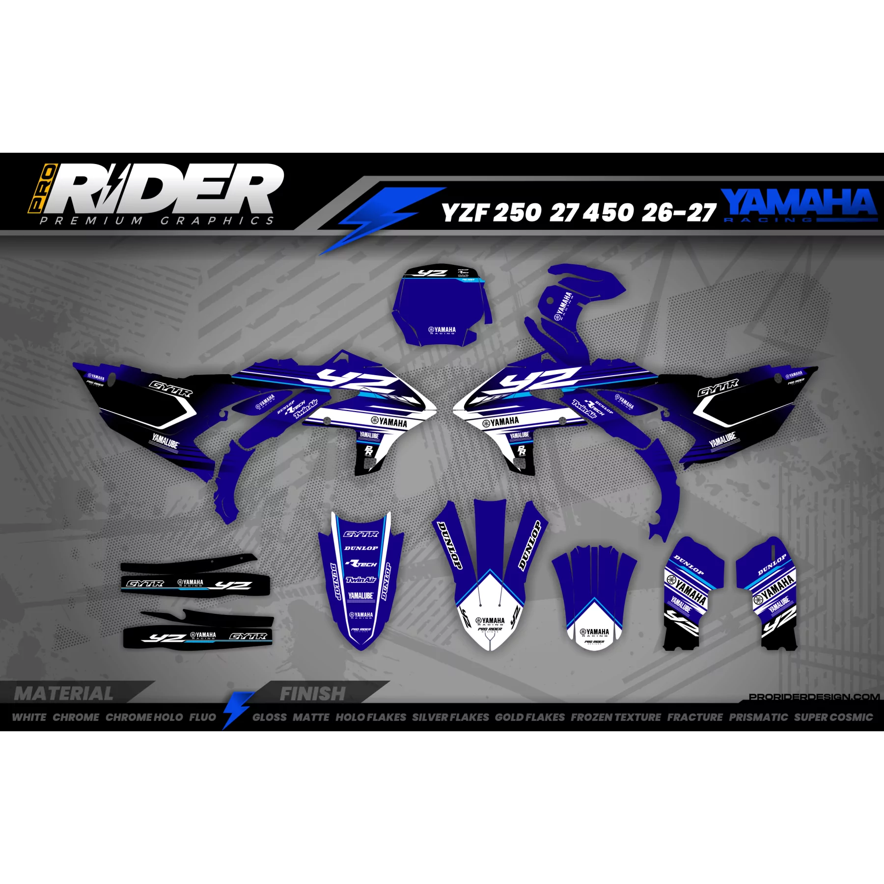 KIT DÉCO Motocross PERSO YAMAHA FACTORY RACING BLUE - KIT DECO MOTO...