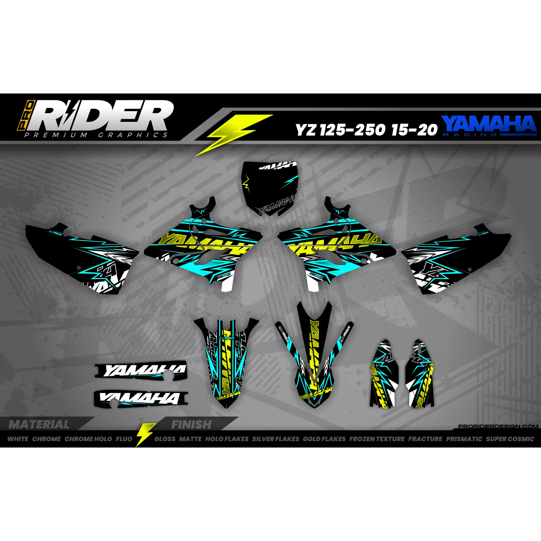 Kit adesivos Motocross YAMAHA FORCE TEAL - KIT ADESIVOS MOTO YAMAHA
