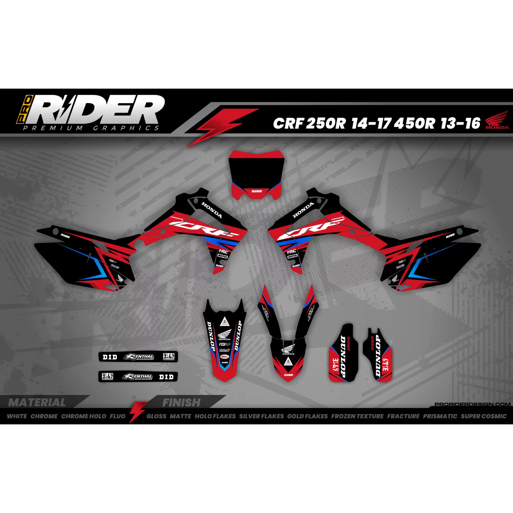 Kit adhesivos MOTOCROSS HONDA RED RIFT  - KIT ADHESIVOS MOTO HONDA