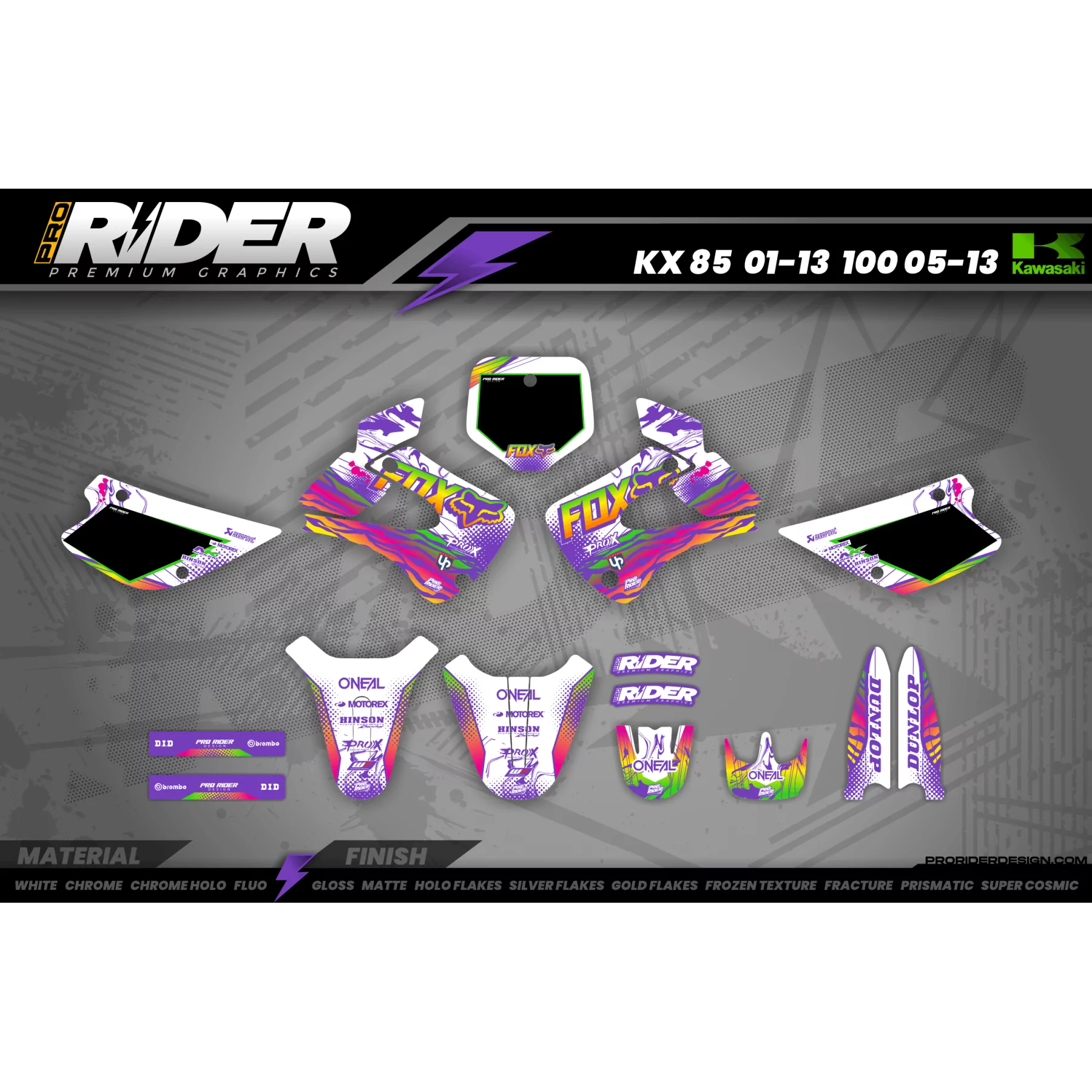Kit adesivos personalizável - RAINBOW PURPLE - KIT ADESIVOS MOTOCROSS ENDURO