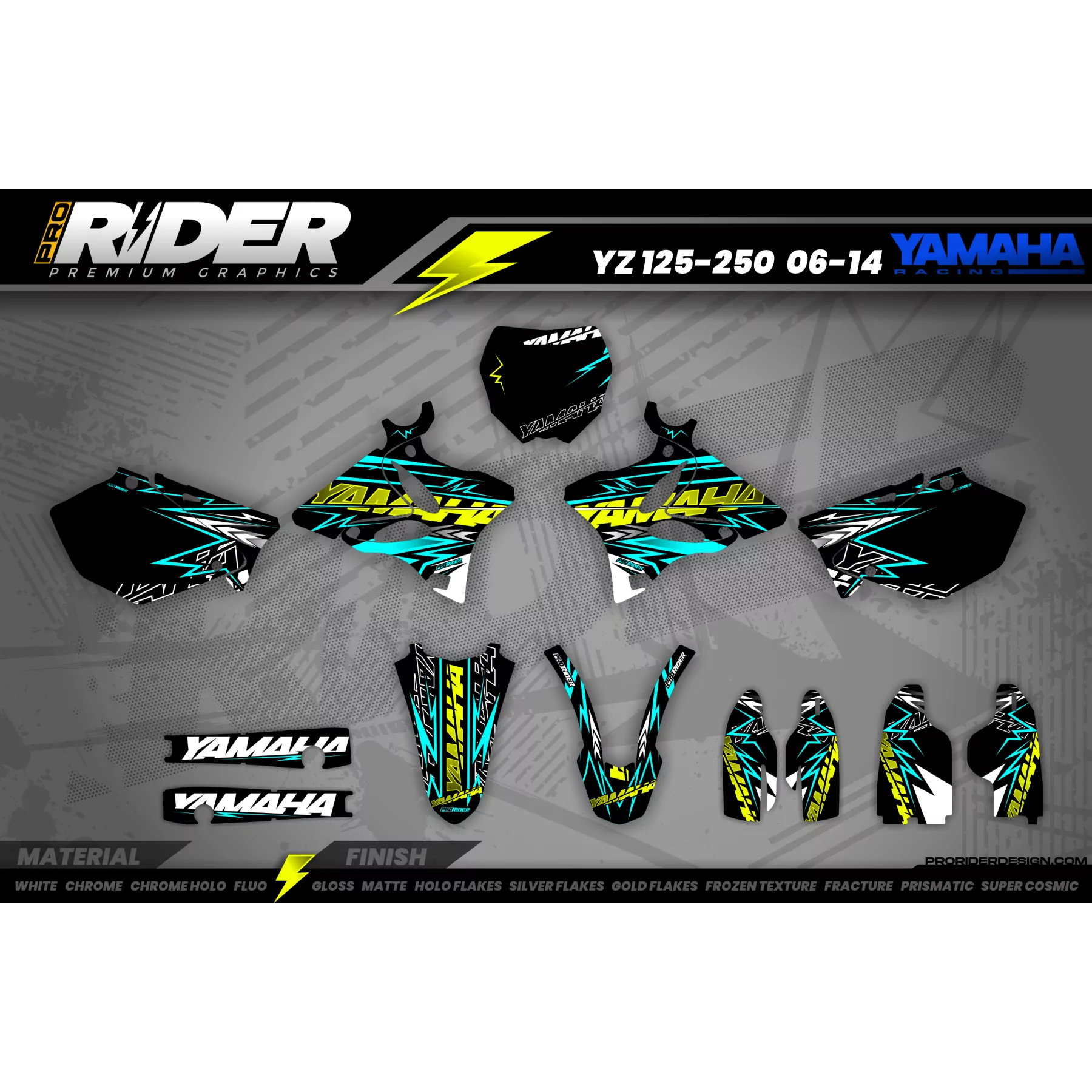 STICKERSET MOTOCROSS YAMAHA FORCE TEAL - Stickerset MOTO YAMAHA