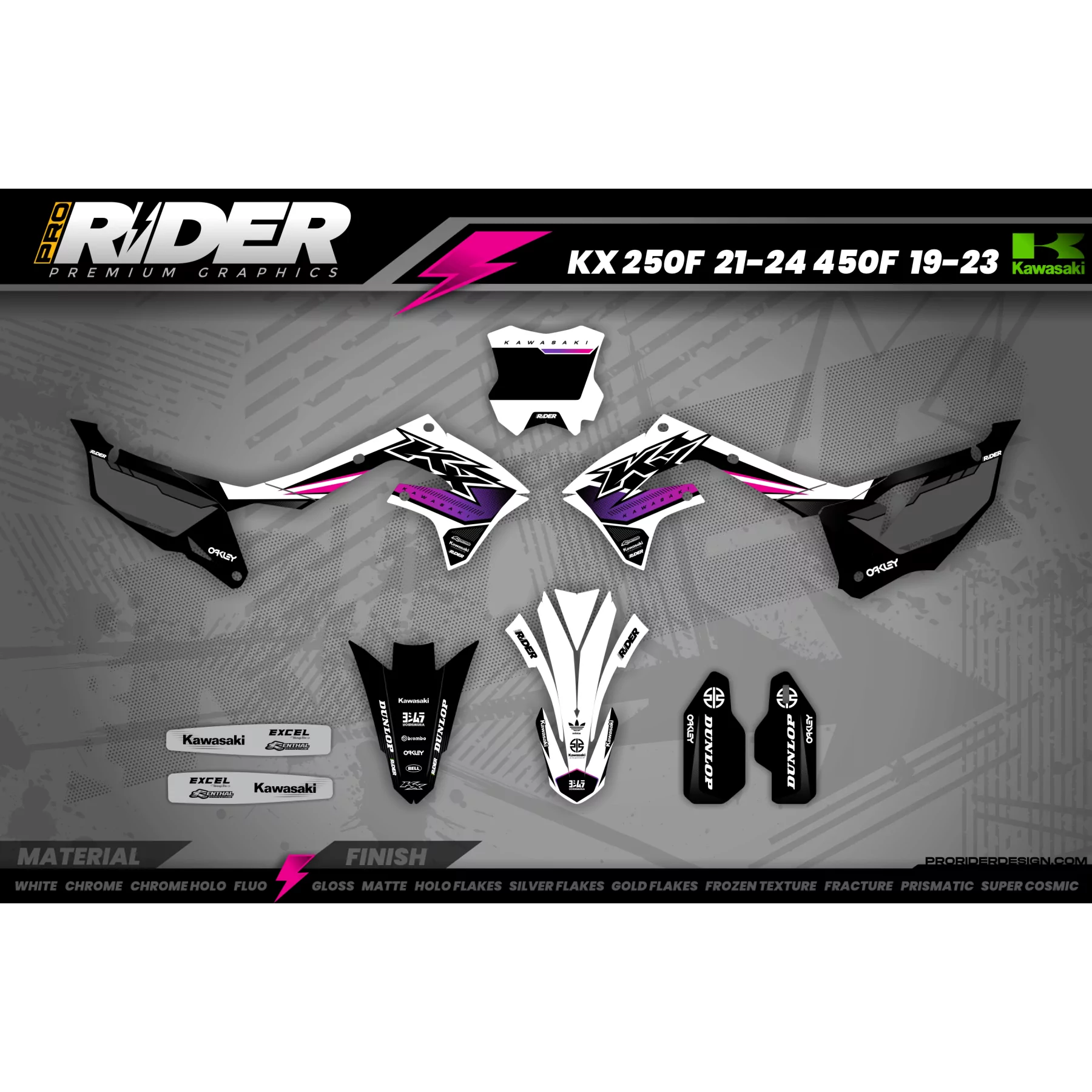KIT ADESIVOS MOTOCROSS KAWASAKI | Kolax - KIT ADESIVOS MOTO KAWASAKI