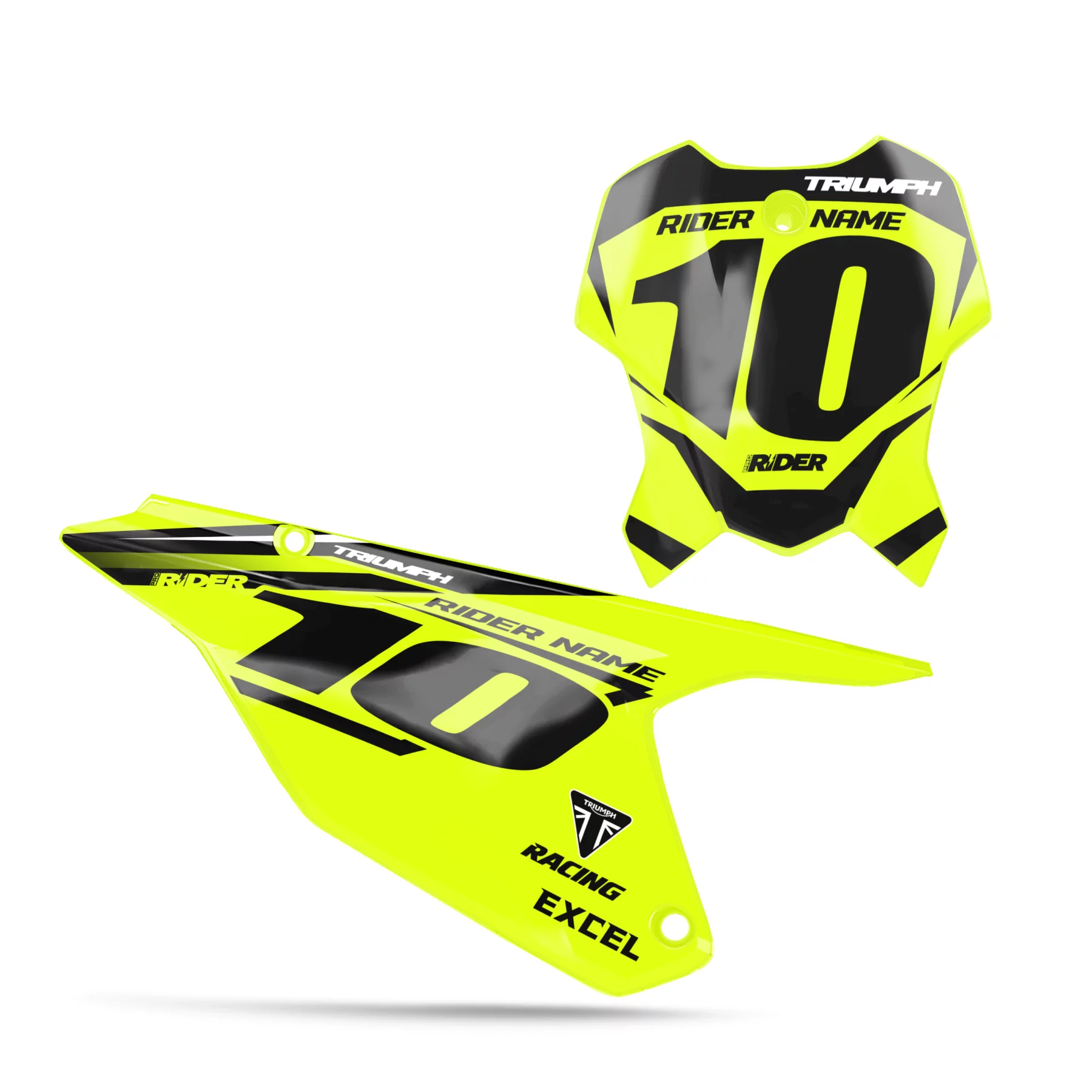 TRIUMPH NUMBER PLATE BACKGROUND GRAPHICS Traker Yellow Black