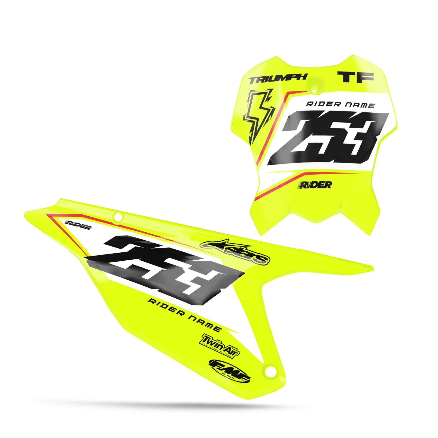 TRIUMPH NUMBER PLATE BACKGROUND GRAPHICS Vantax Yellow