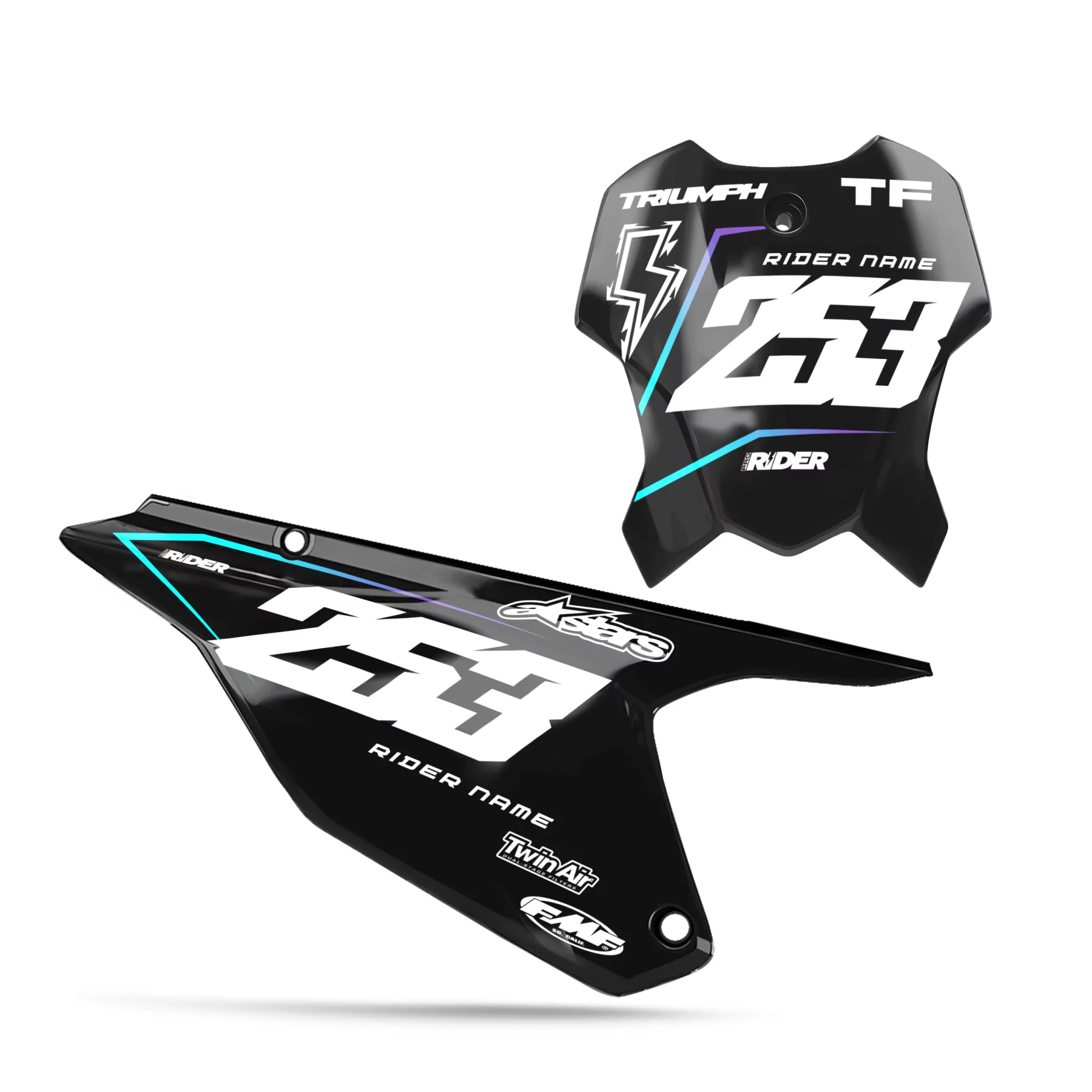TRIUMPH NUMBER PLATE BACKGROUND GRAPHICS Vantax Black Teal