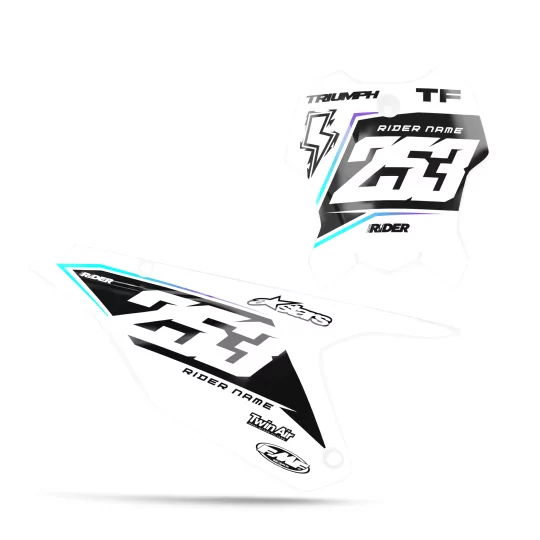 TRIUMPH NUMBER PLATE BACKGROUND GRAPHICS Vantax Black White