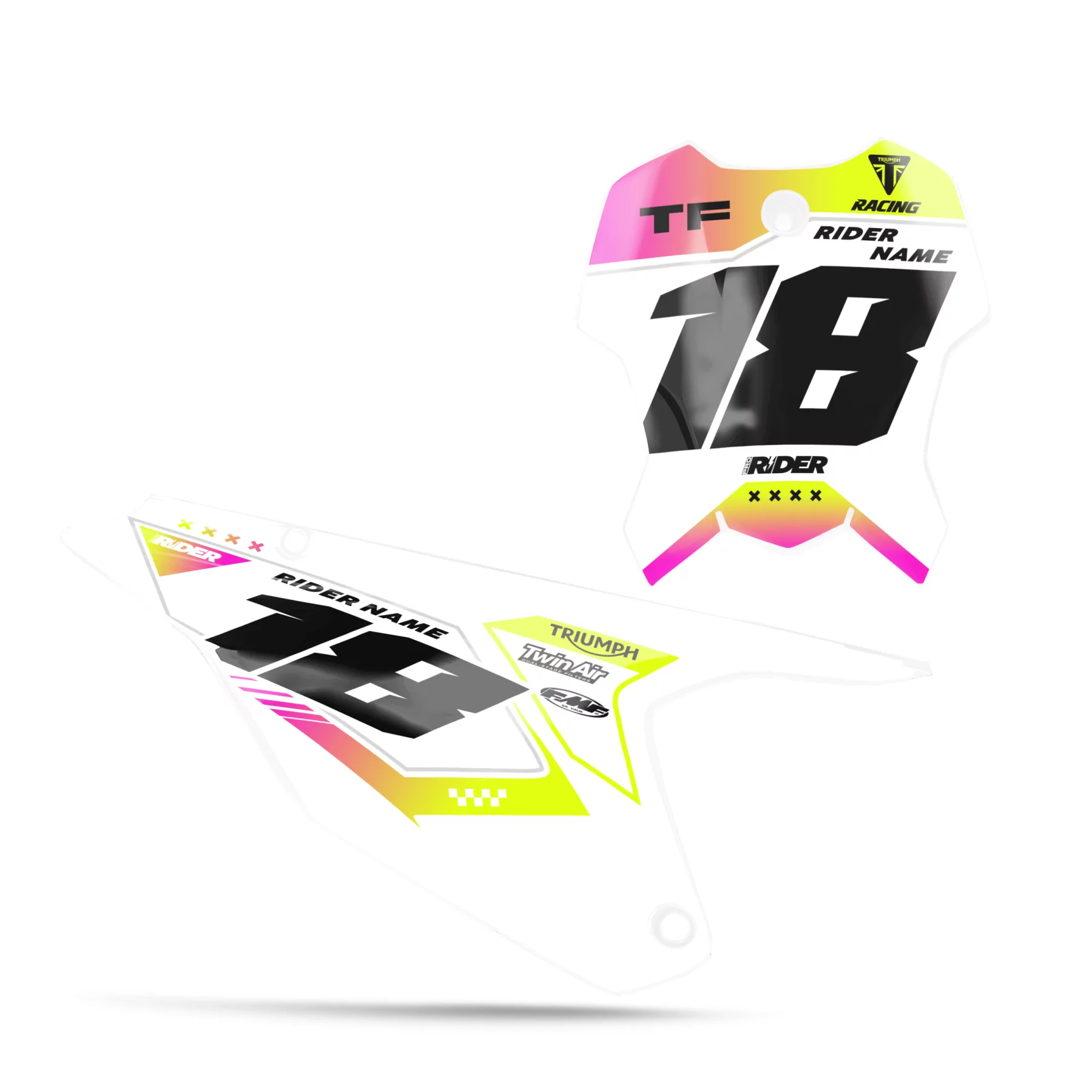 TRIUMPH NUMBER PLATE BACKGROUND GRAPHICS Varko Pink White