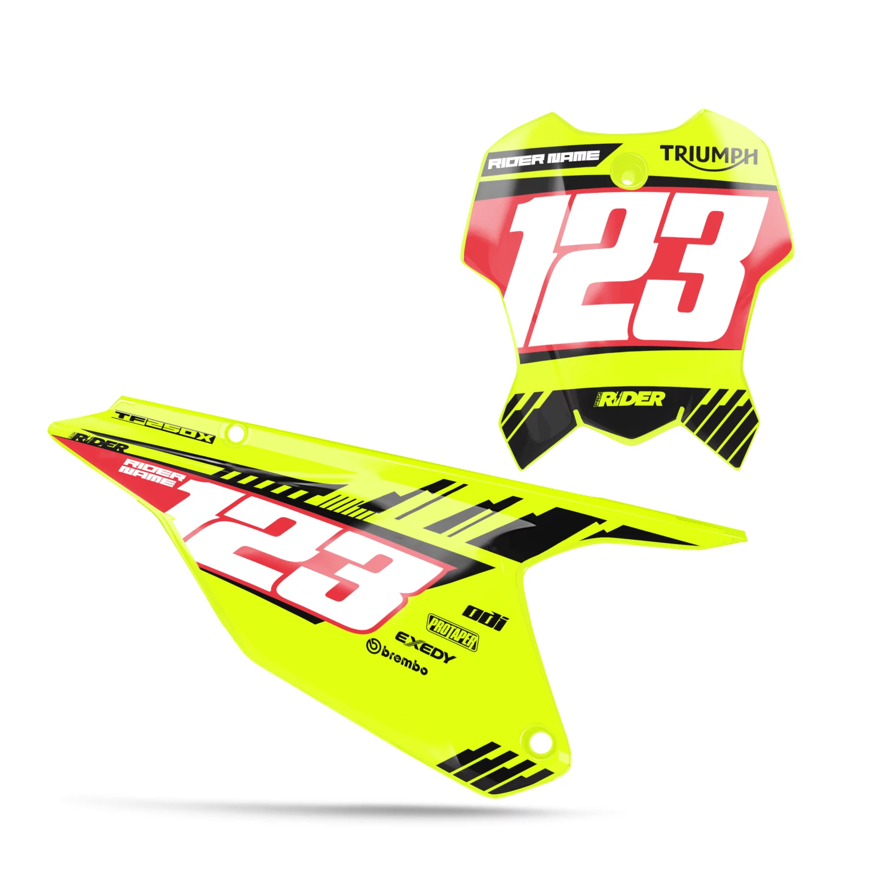 NUMBER PLATE BACKGROUND GRAPHICS TRIUMPH Maxan Yellow Red