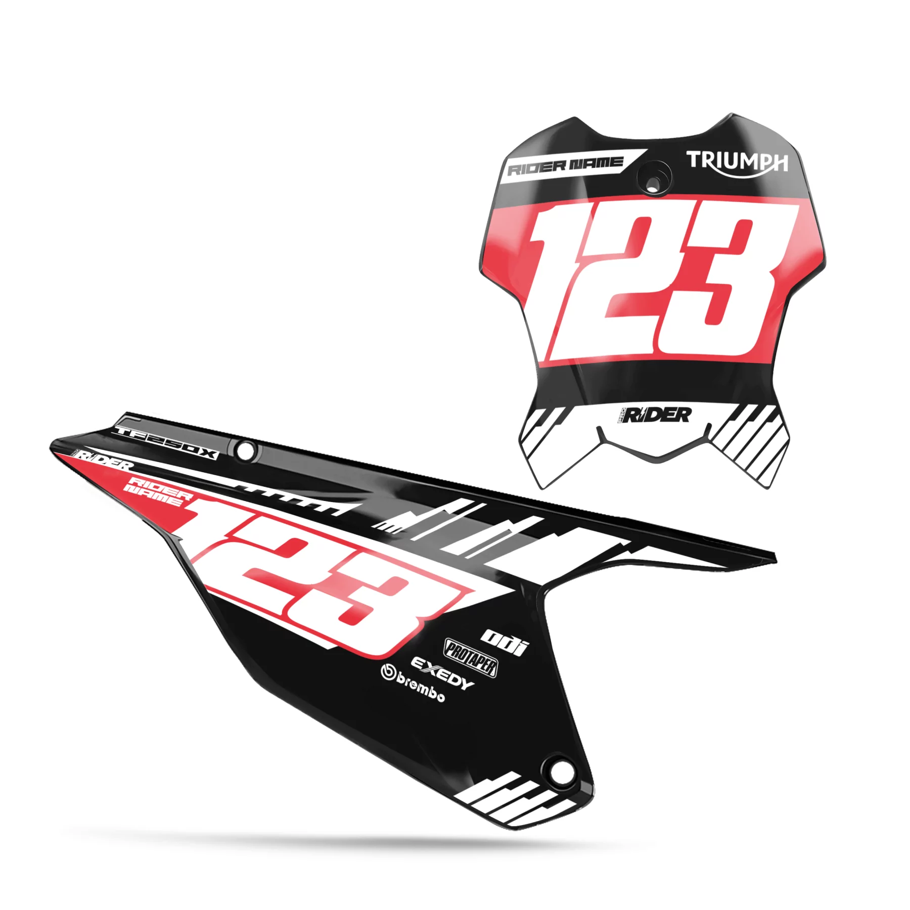 TRIUMPH NUMBER PLATE BACKGROUND GRAPHICS Maxan Black Red