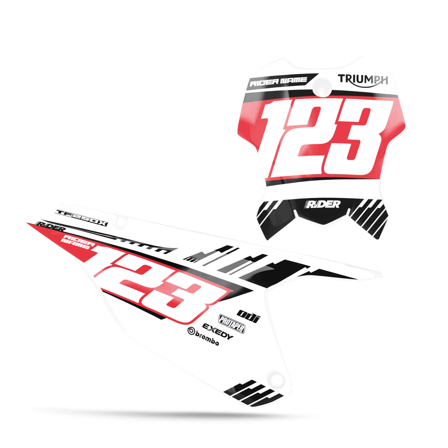 TRIUMPH NUMBER PLATE BACKGROUND GRAPHICS Maxan Red White