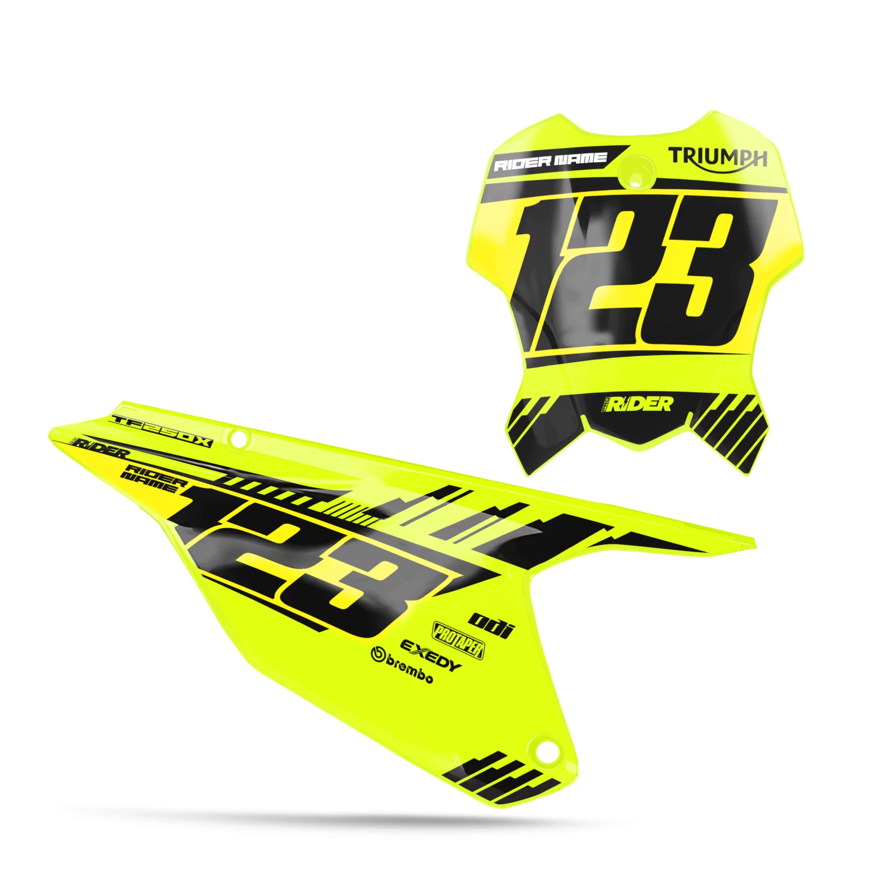 TRIUMPH NUMBER PLATE BACKGROUND GRAPHICS Maxan Yellow Black