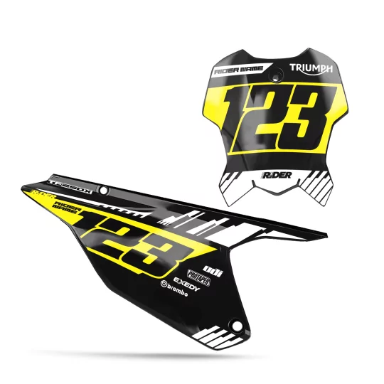 TRIUMPH NUMBER PLATE BACKGROUND GRAPHICS Pract Yellow Blue
